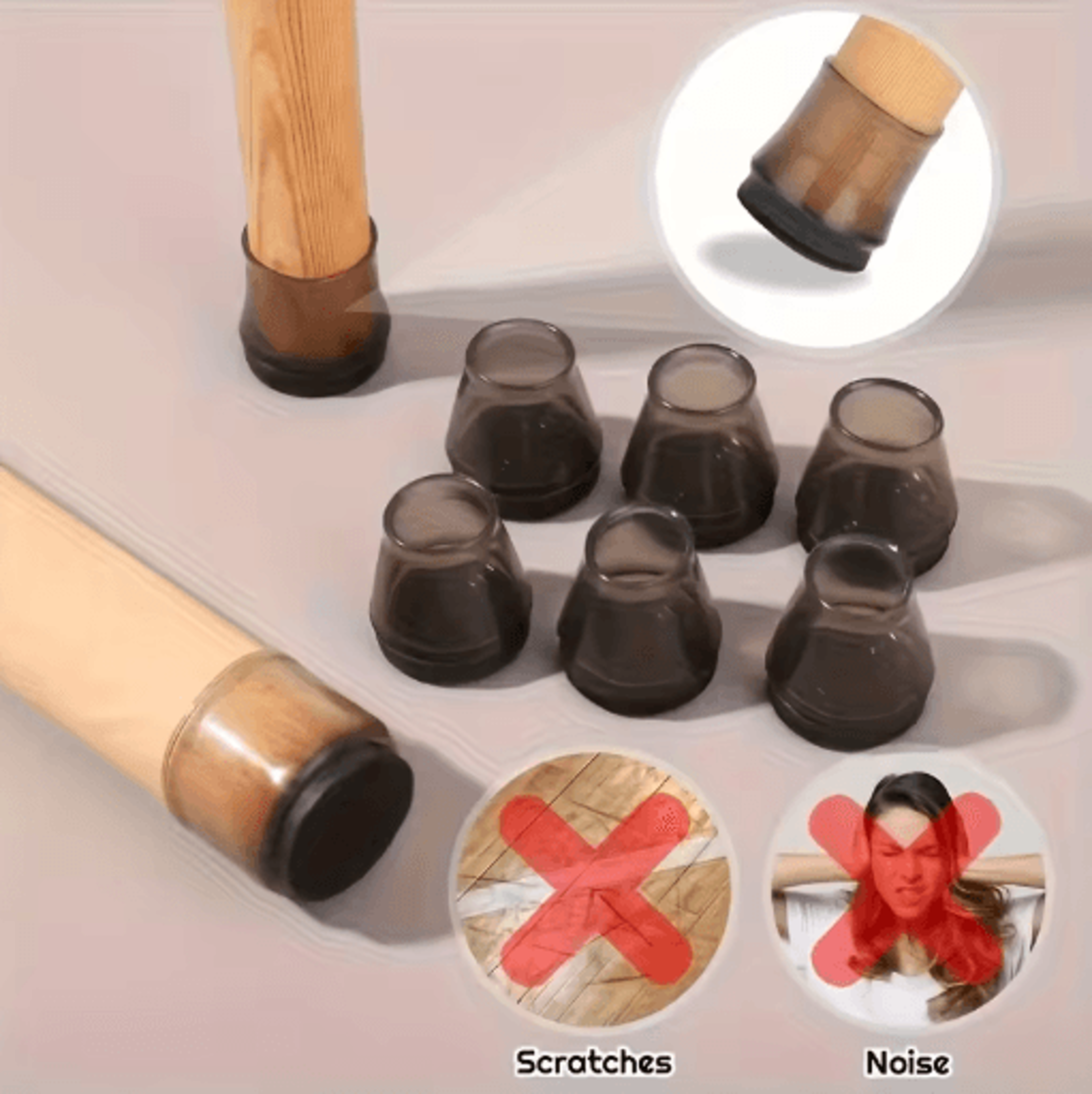 12PCS Table And Chair Foot Protection Covers Anti Slip Silent Furniture Leg Caps 2
