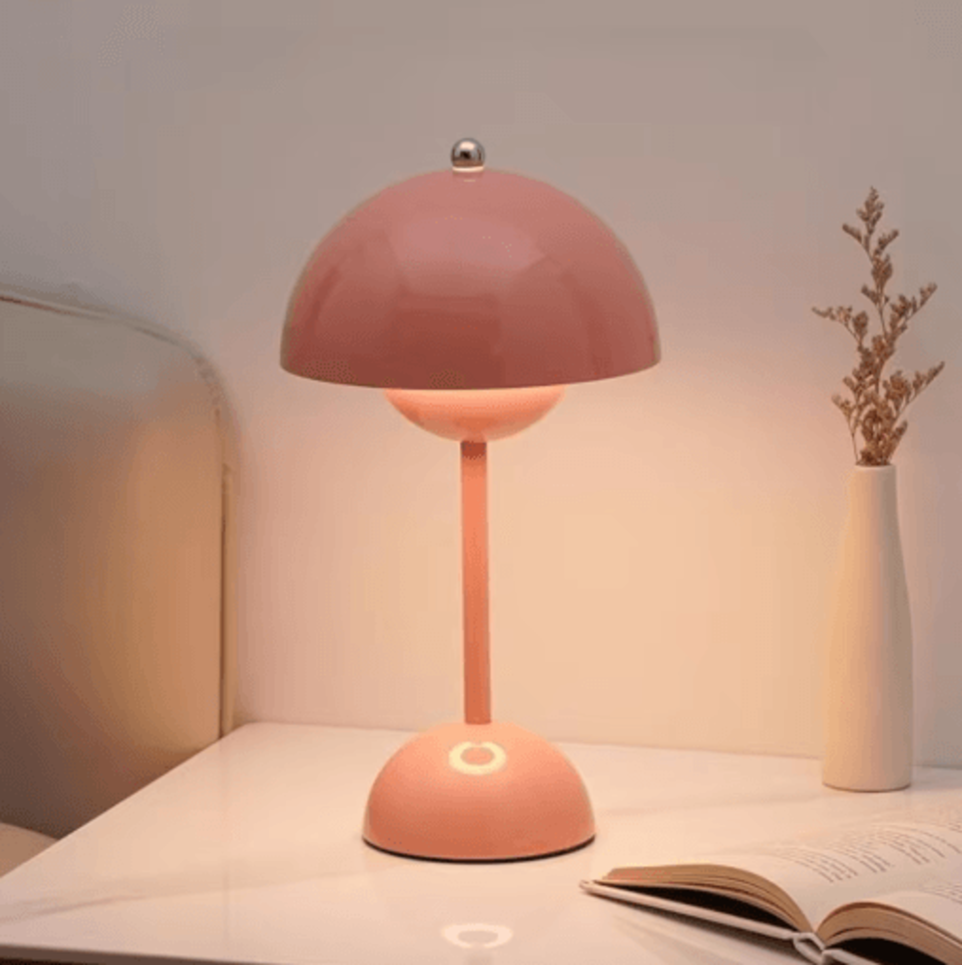 USB Rechargeable LED Flower Bud Desk Lamp Touch Control Three Color Ambient Light 5