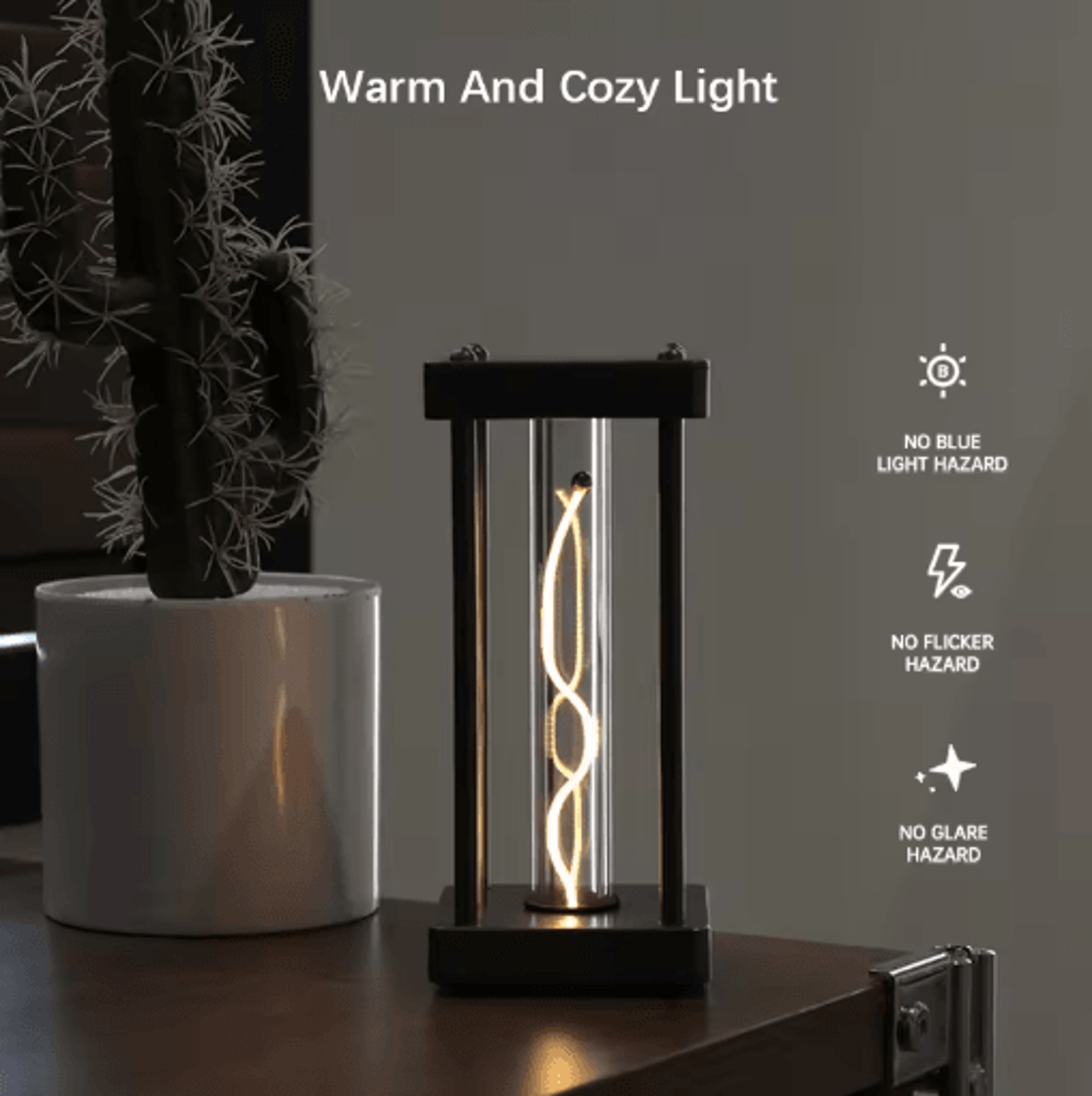 LED Touch Square Quantum Night Light Dimmable Type C Eye Care Lamp For Bedroom And Study 0