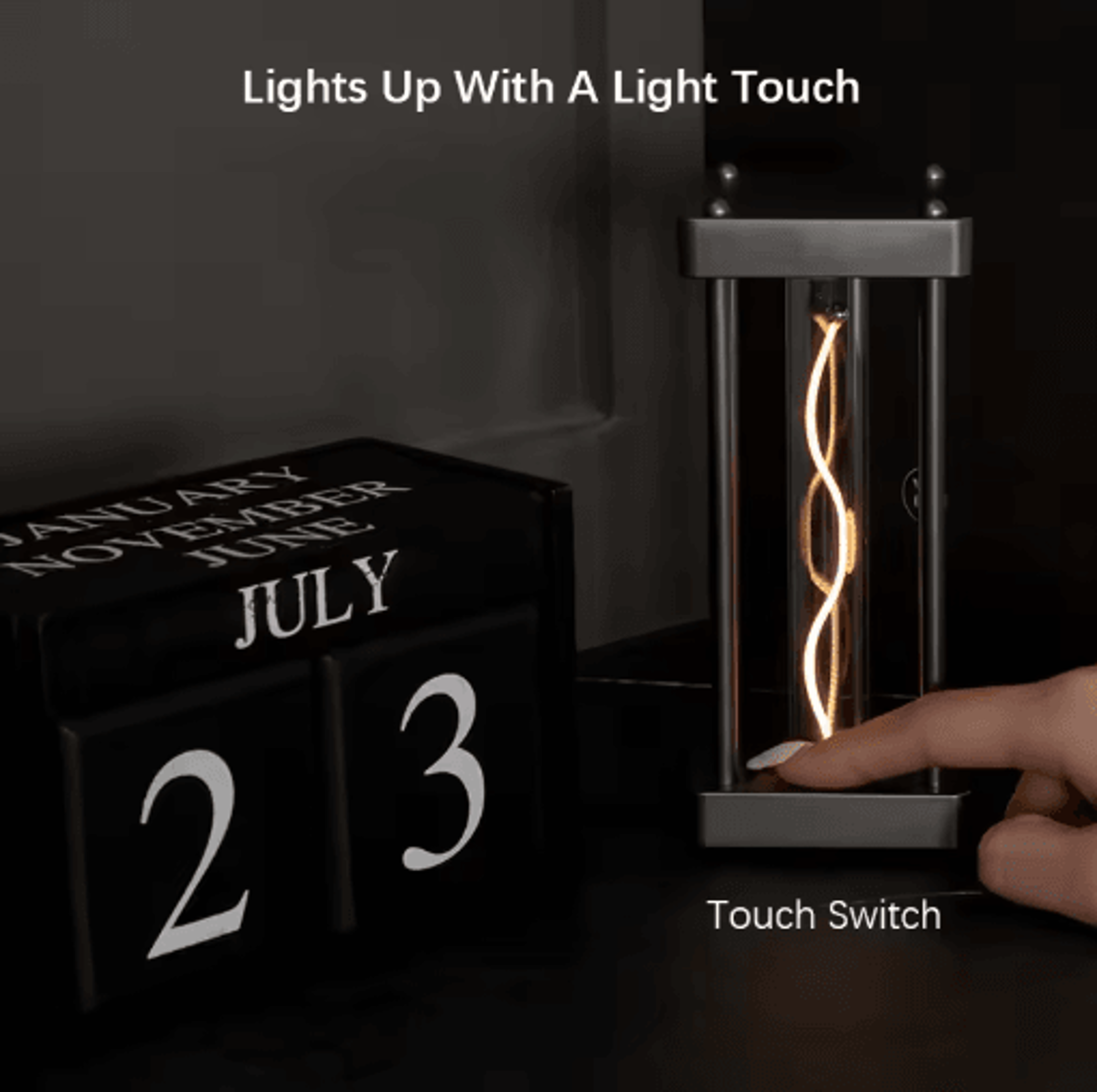 LED Touch Square Quantum Night Light Dimmable Type C Eye Care Lamp For Bedroom And Study 3