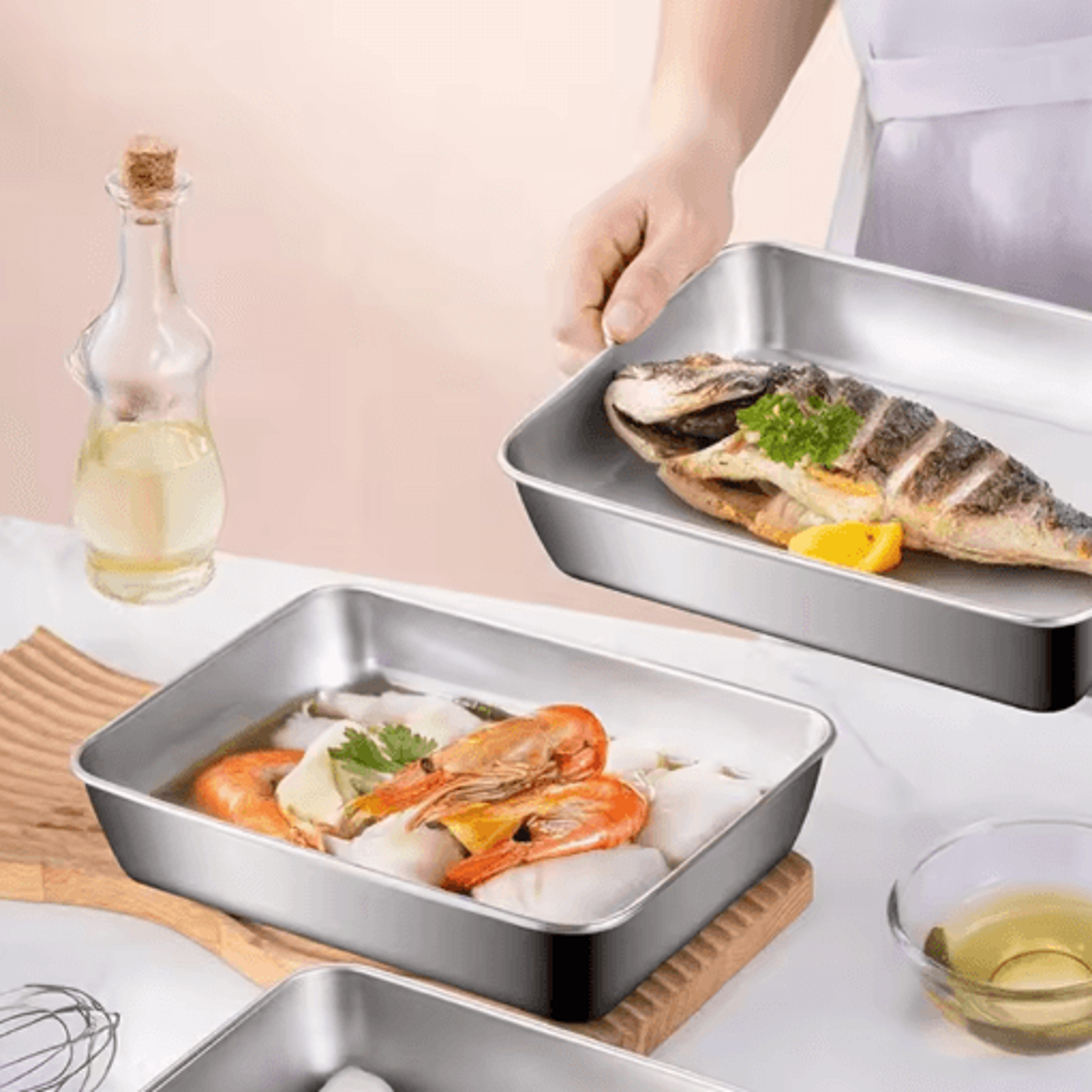 6 Piece Stainless Steel Food Storage Container Set Large Capacity Kitchen Essentials 3