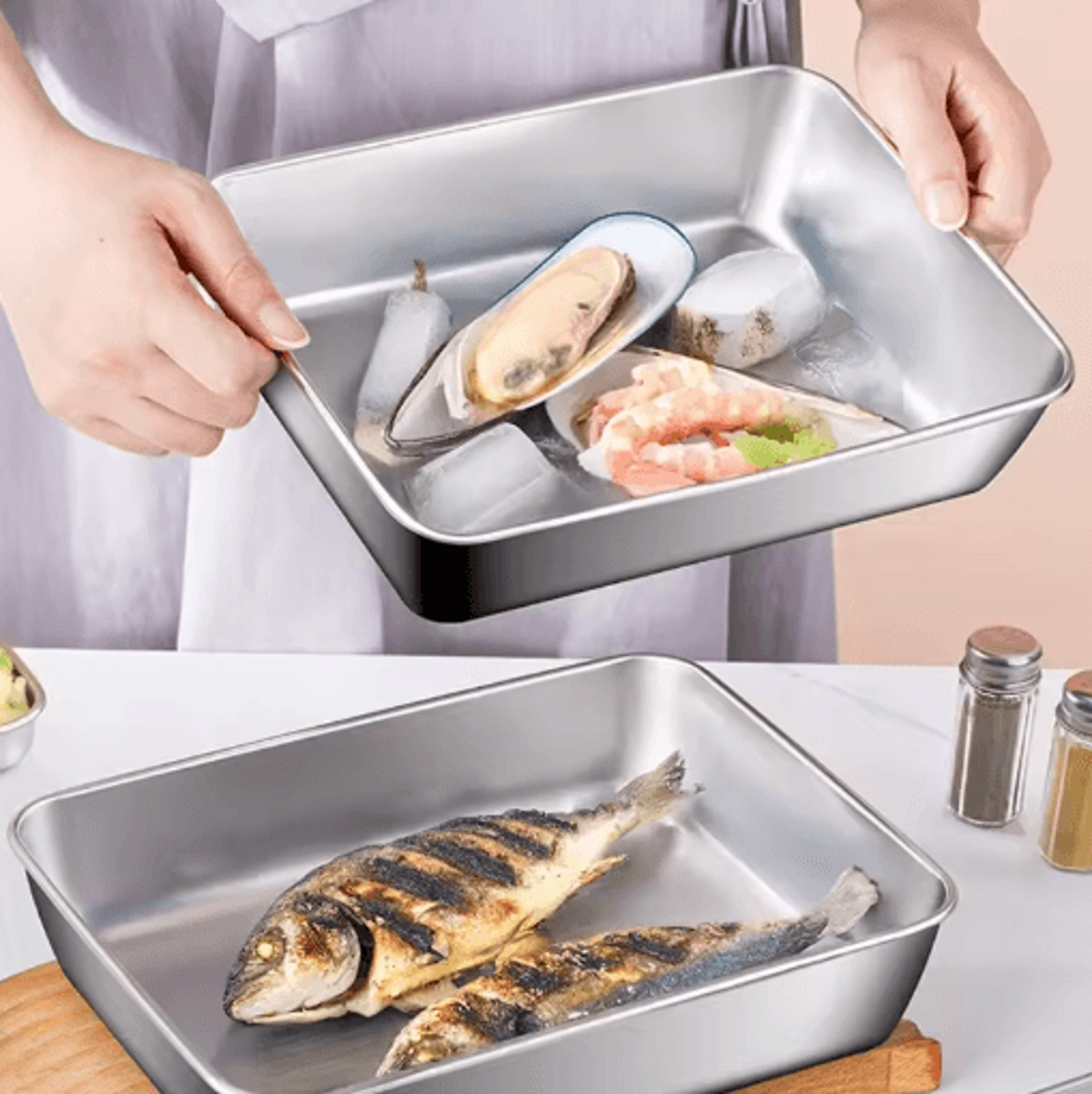 6 Piece Stainless Steel Food Storage Container Set Large Capacity Kitchen Essentials 5