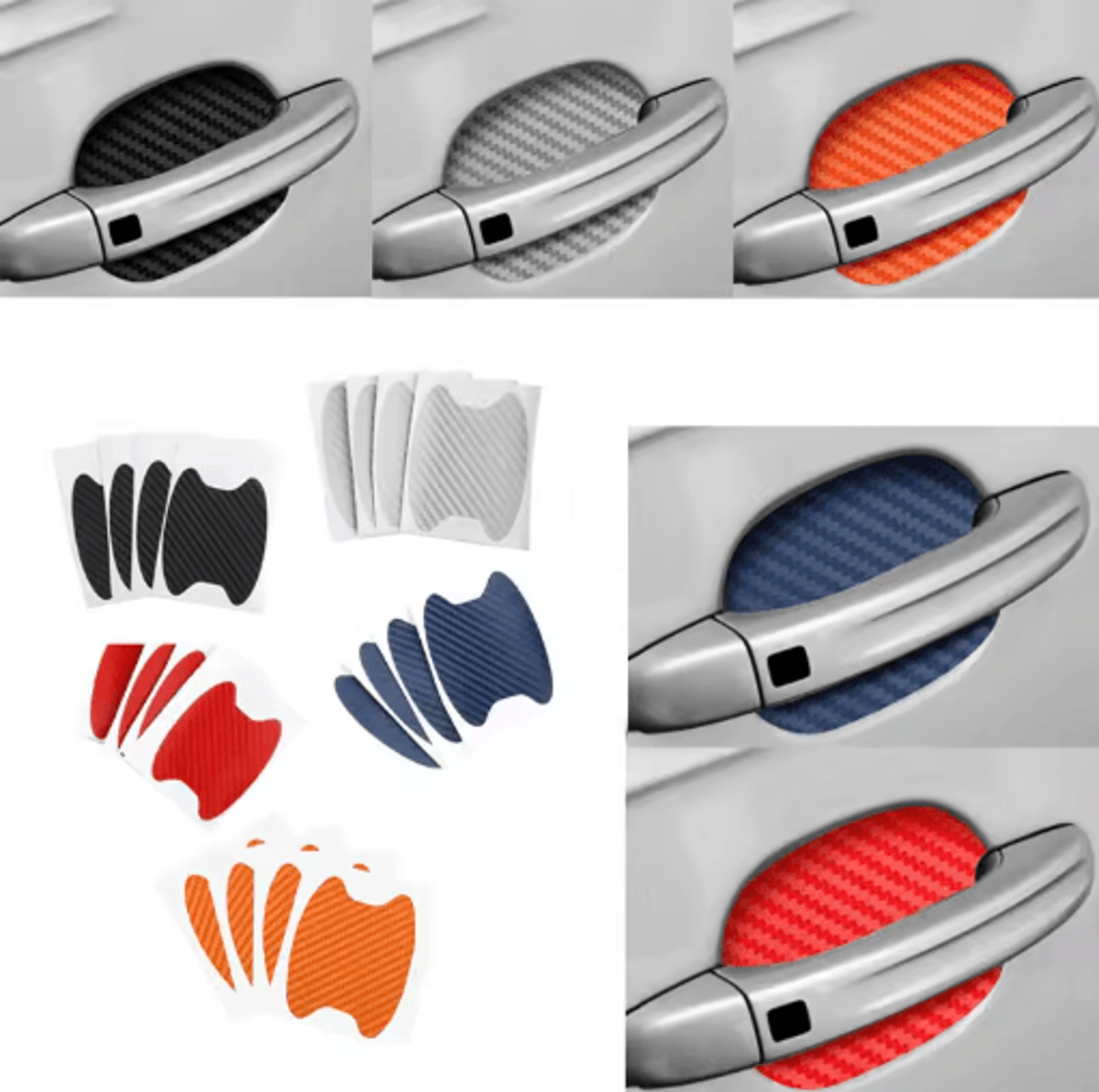 Carbon Fiber Car Door Handle Stickers  ScratchResistant Protective Cover Film 4PCS Set 8