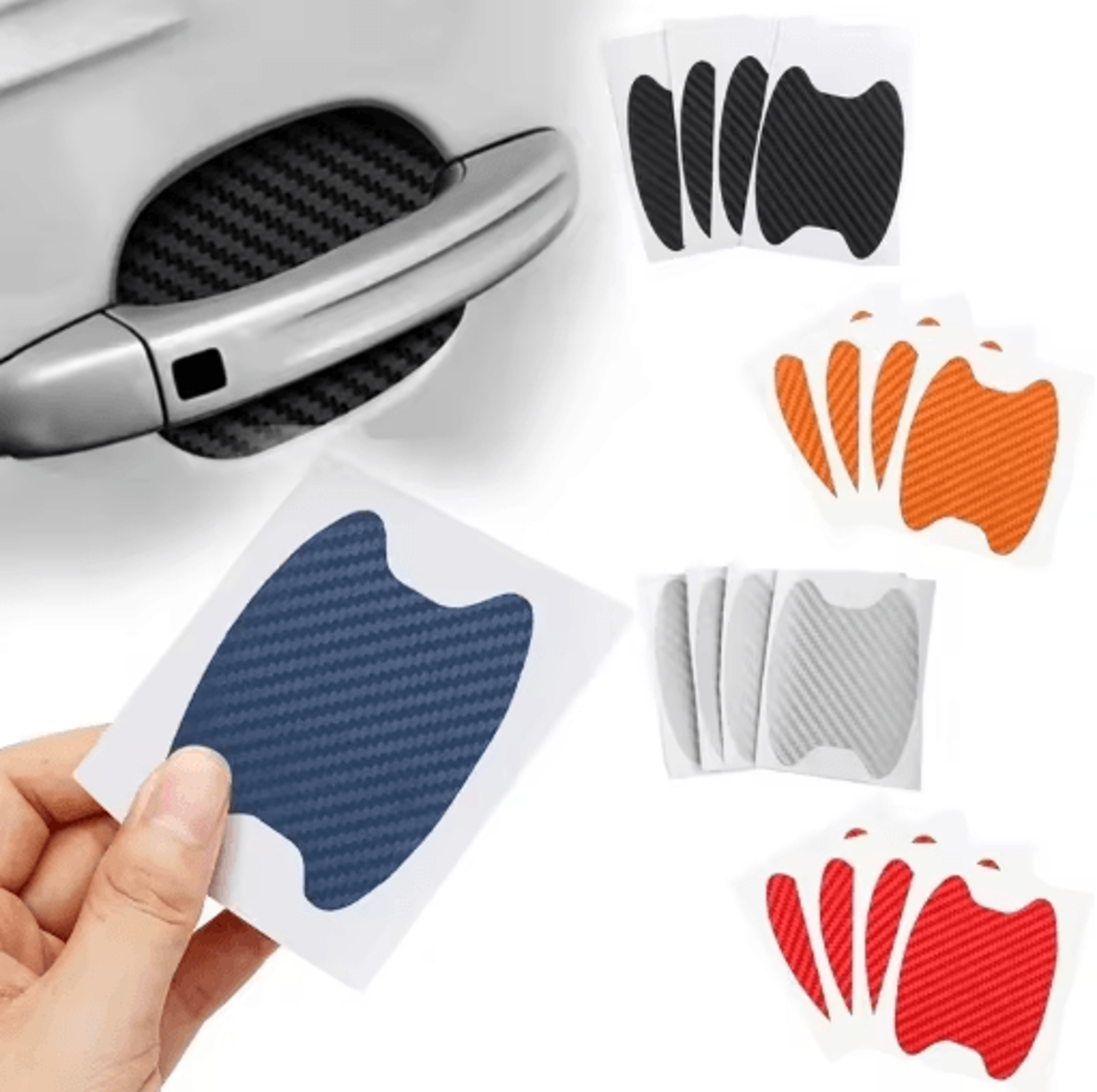 Carbon Fiber Car Door Handle Stickers  ScratchResistant Protective Cover Film 4PCS Set 0