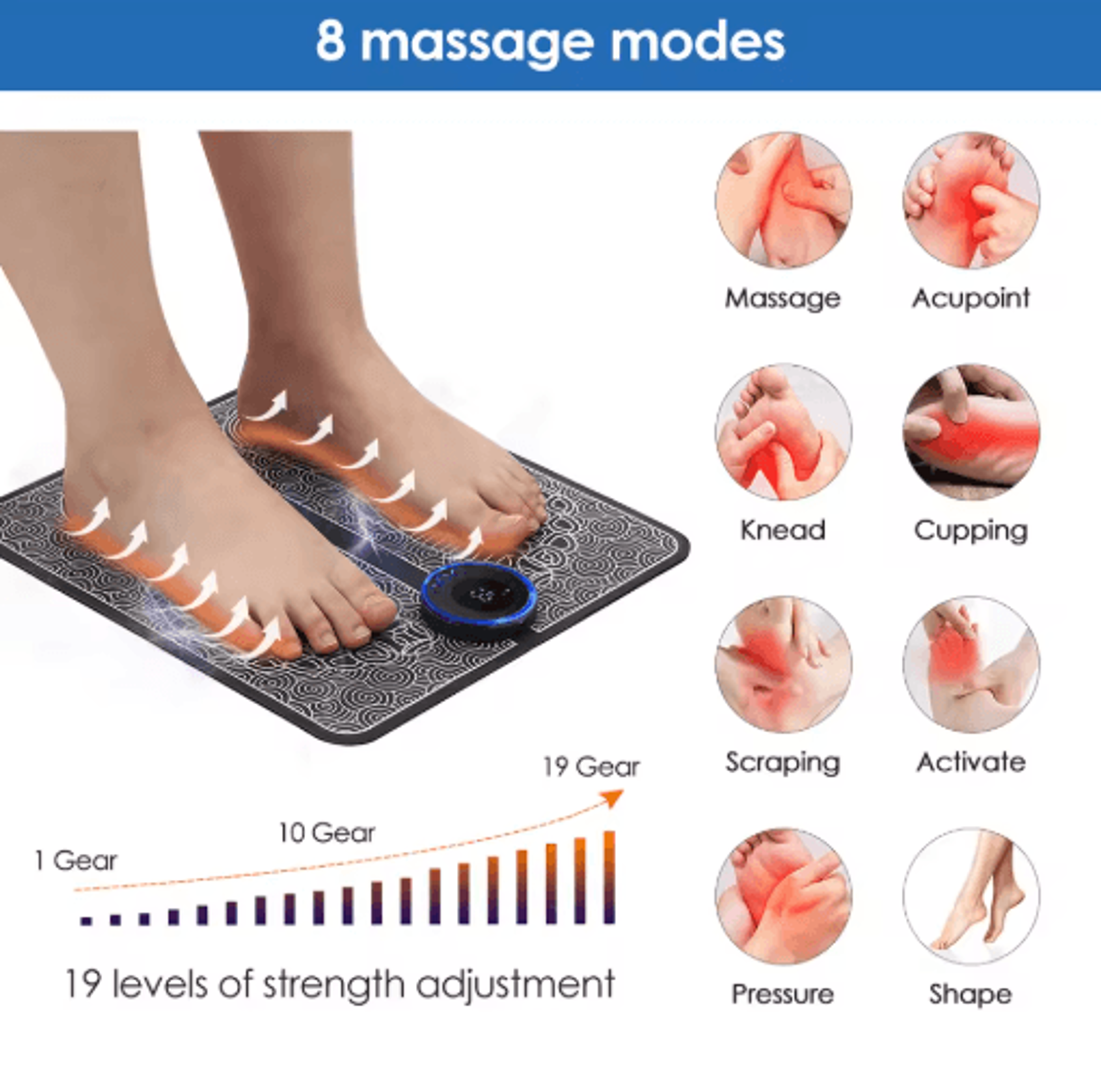 TENS Foot Massager Pad With Microcurrent  EMS Pulse Mat For Relaxation  Exercise 5