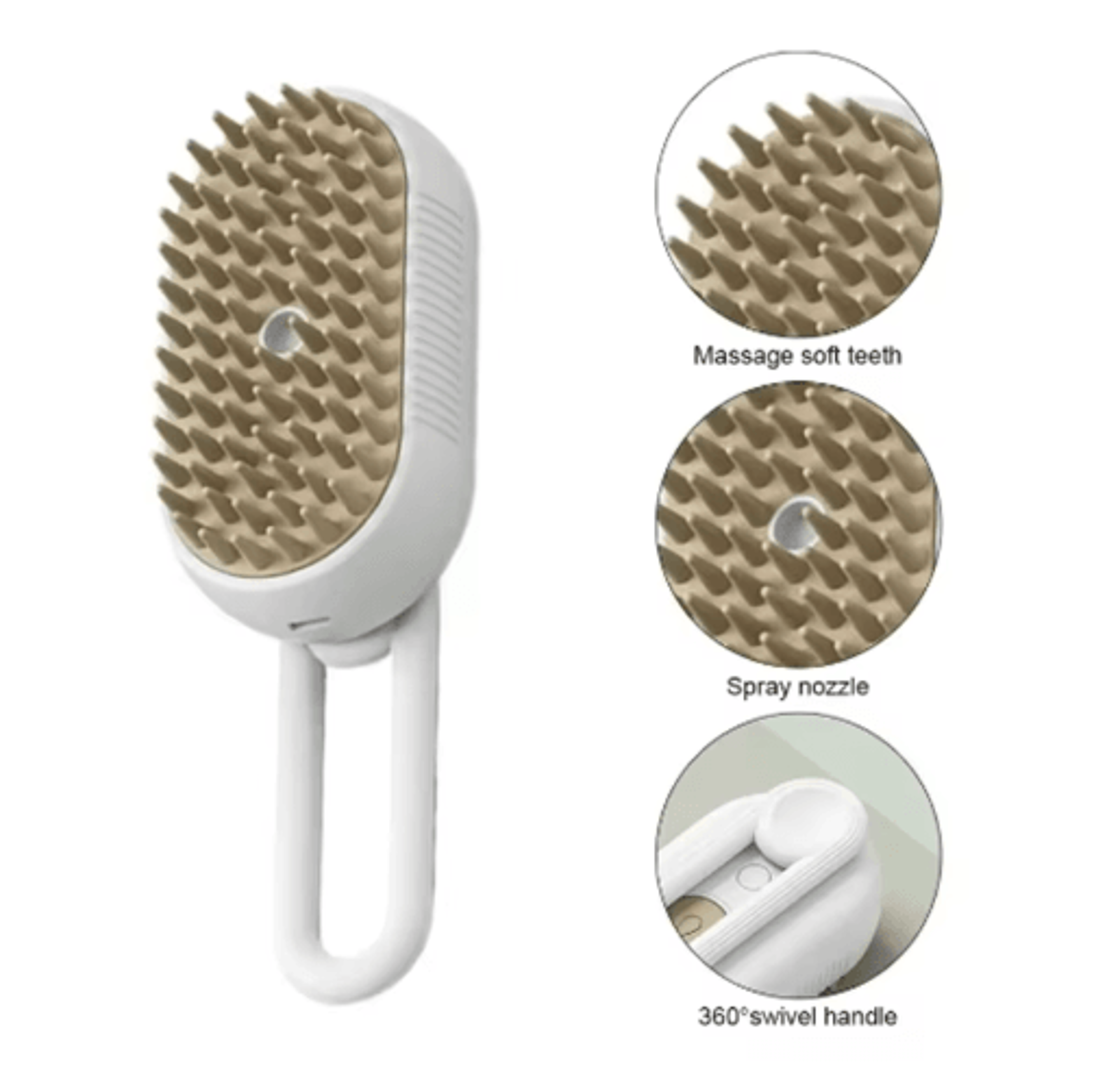 Cat Pet Steam Spray Massage Brush One Button Folding Grooming Comb With Floating Hair Design 3