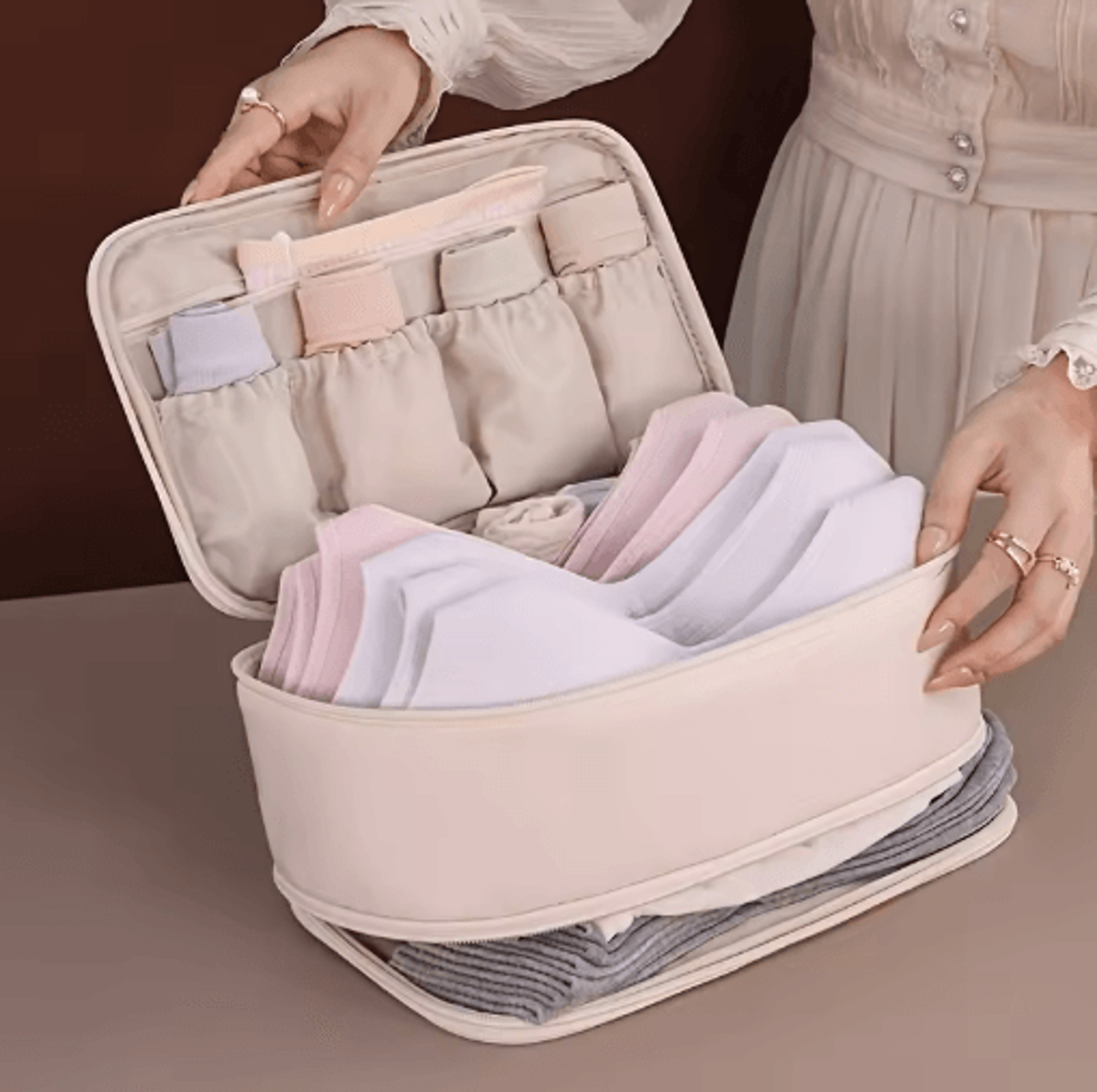 Travel Storage Organizer Bag  DoubleLayer Underwear Socks  Pantyhose Packing Pouch 7