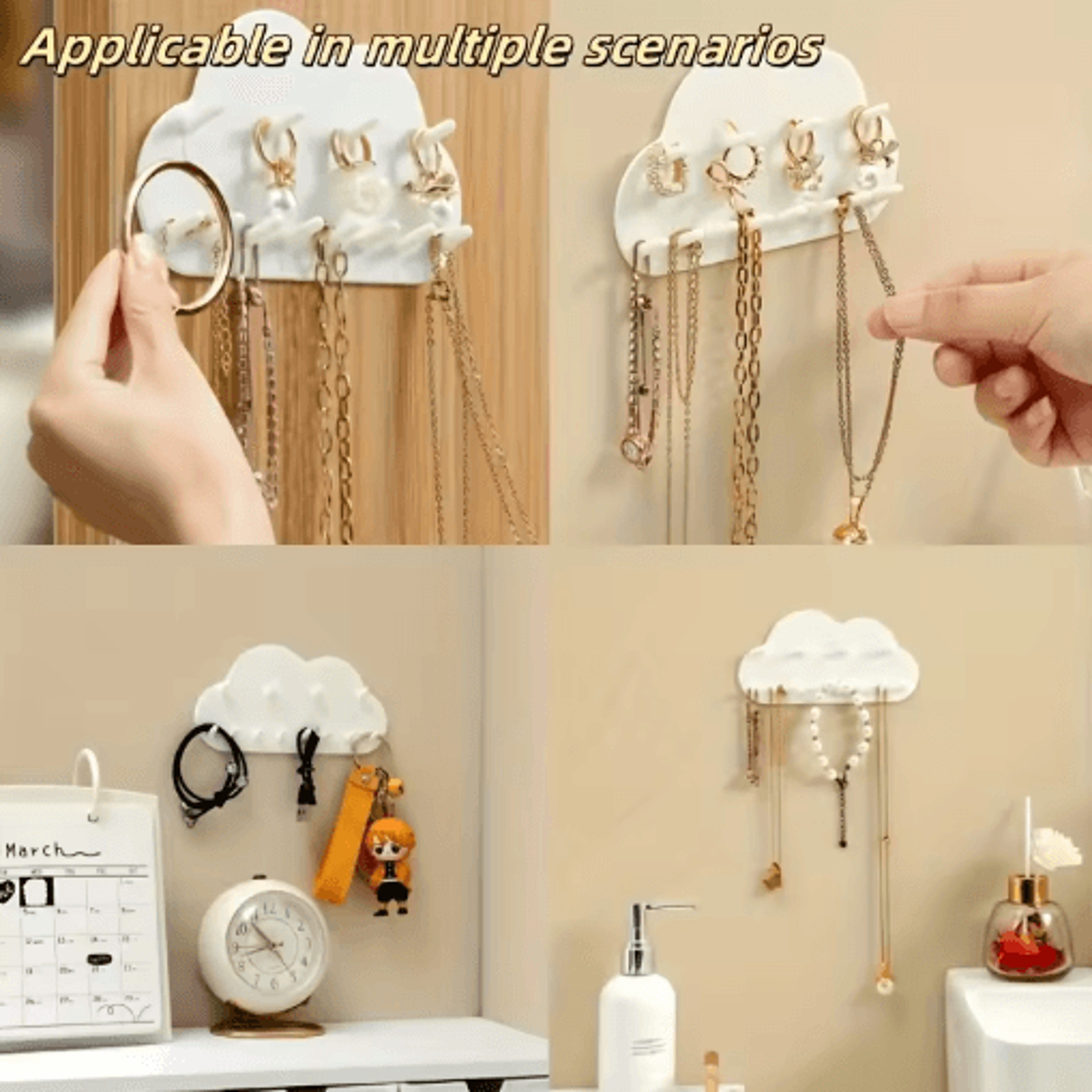 Cloud Shaped Jewelry Hook White Necklace And Bracelet Wall Organizer 3