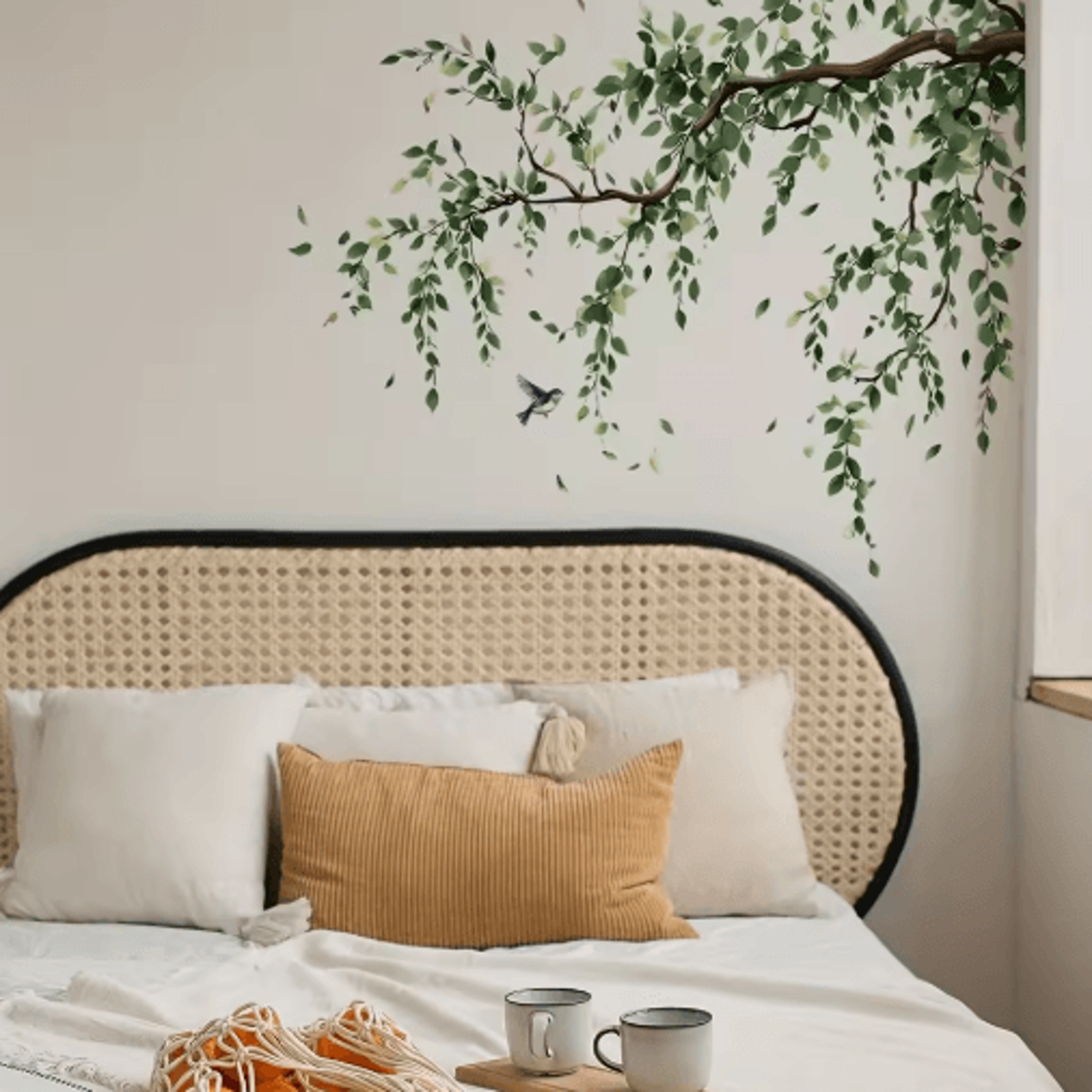 Tree Branch  Birds Wall Stickers 2Piece Set  Removable SelfAdhesive Nature Decor Decals 5