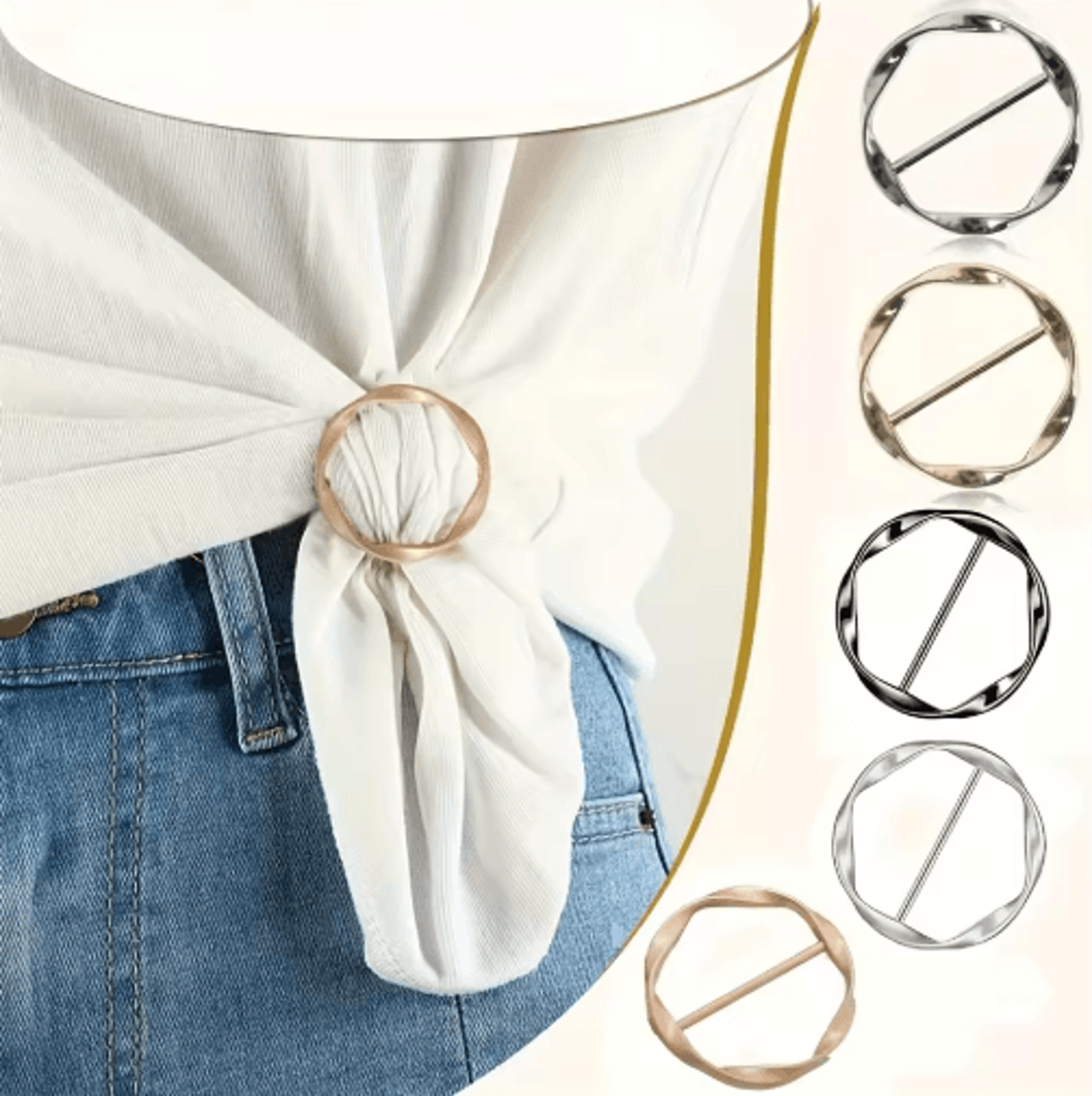 Adjustable Shirt Ring  Scarf Buckle Set 5Pack  Multipurpose Fashion Belt Accessories 6