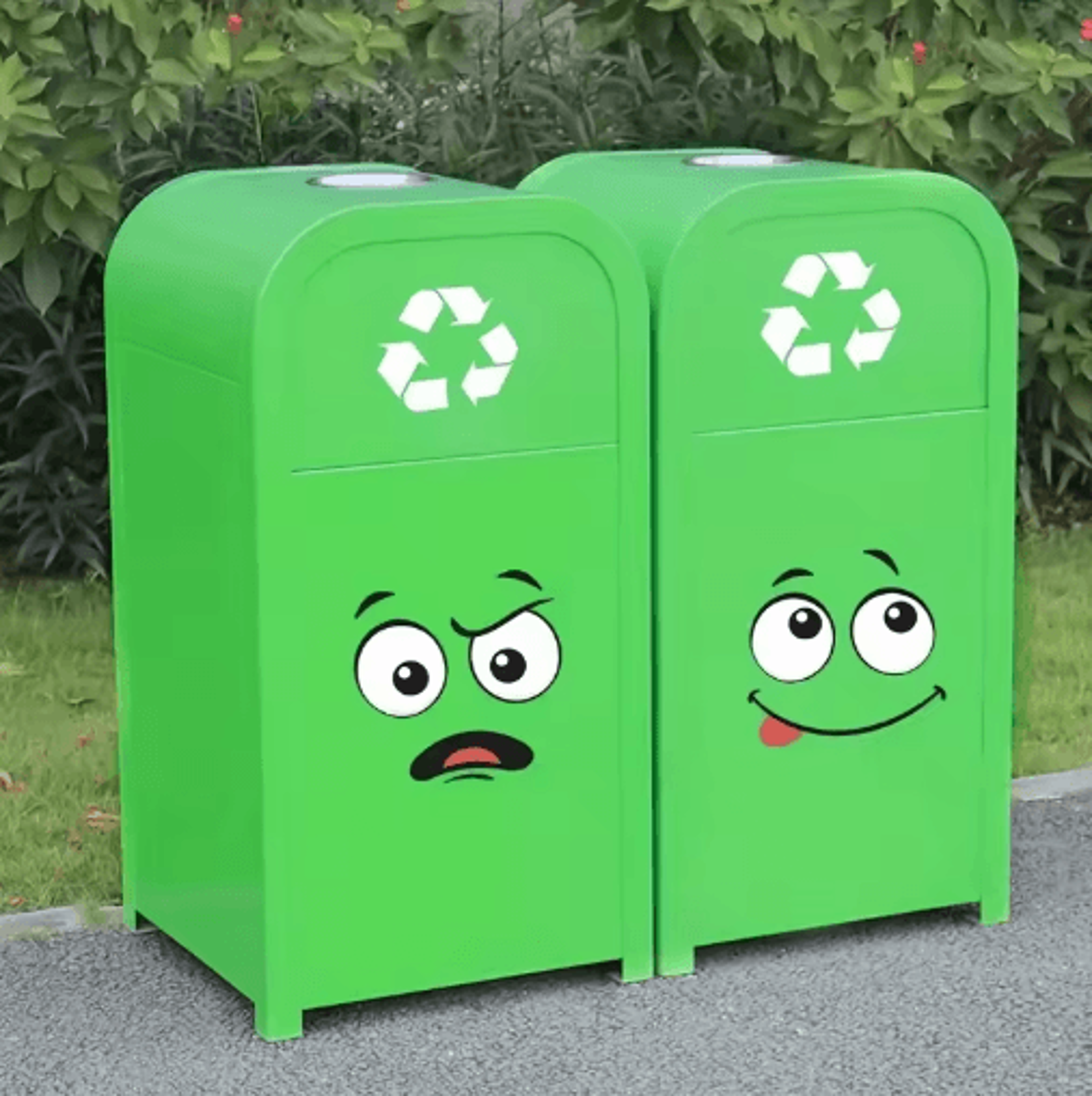 4Piece Cartoon Face Trash Can Stickers  Fun Waterproof PVC Decals For Home Decor 6