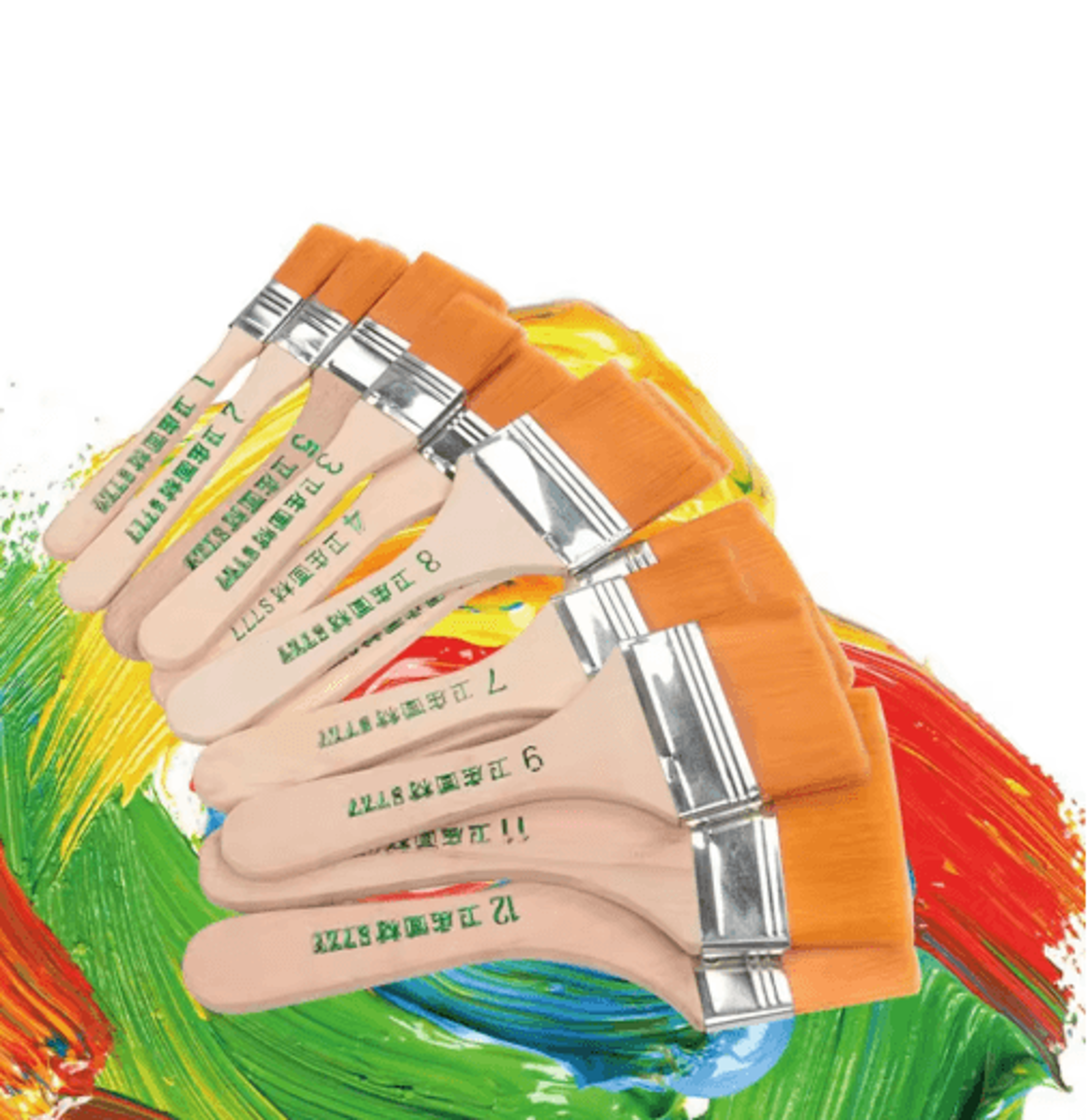 12 Piece Nylon Paint Brush Set Smooth Wooden Handle Brushes For Acrylic Oil Watercolor 4