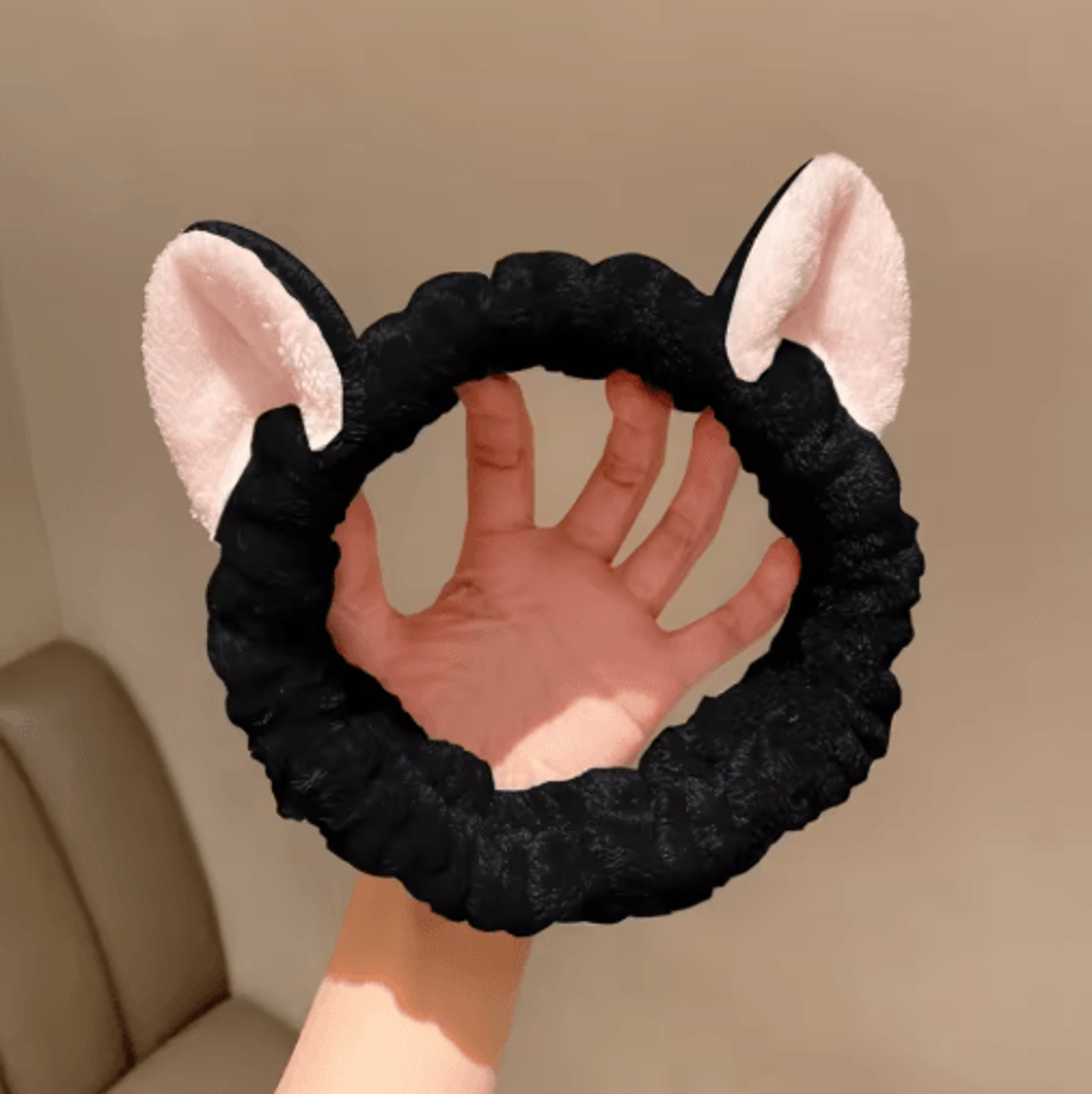 Cute Cat Coral Plush Hairband  Soft Bow Headband For Makeup  Face Washing 1