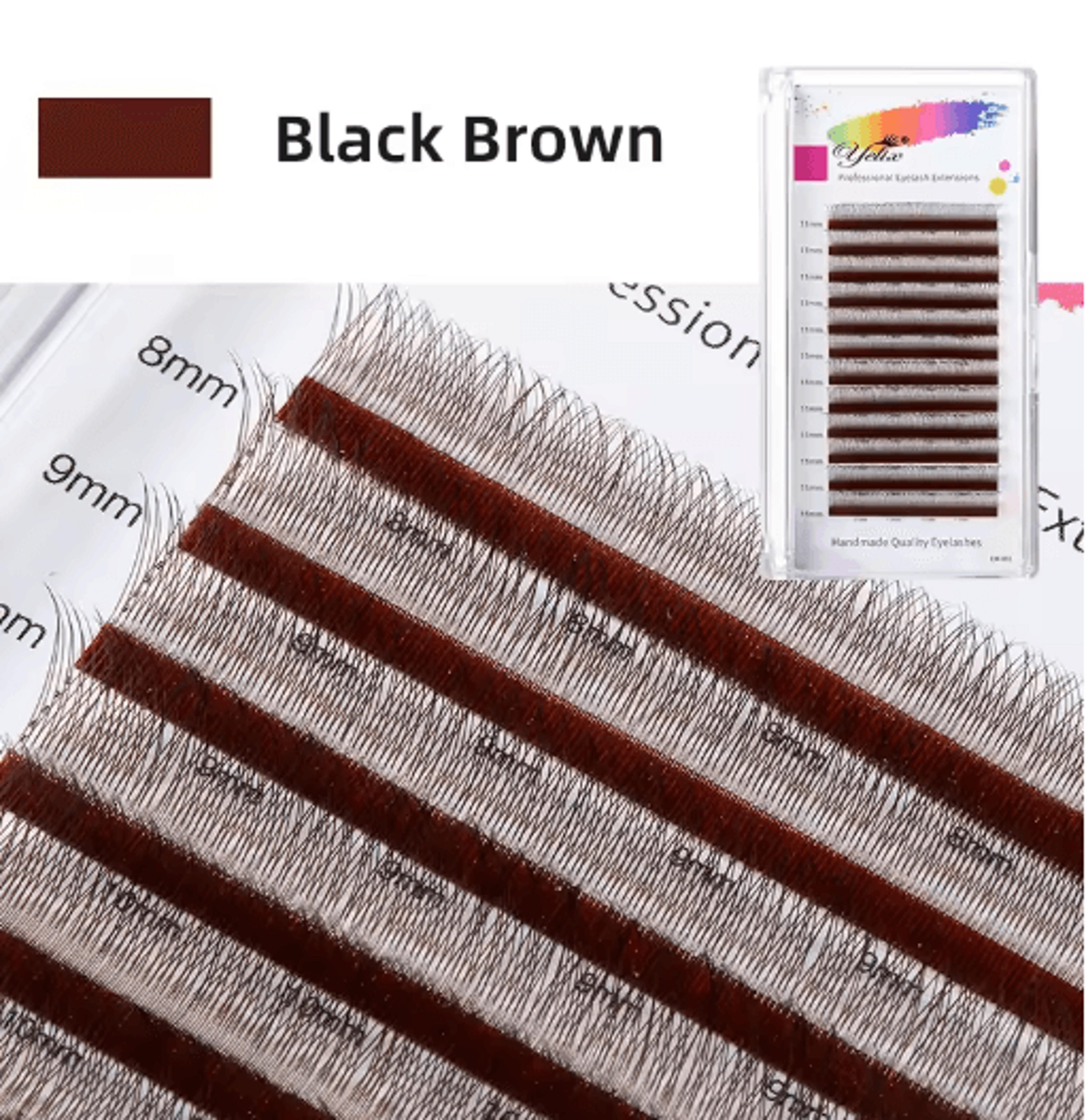Yelix 2D Y Shape Volume Lash Extensions Dark Brown Ultra Thin Premade Fans 1