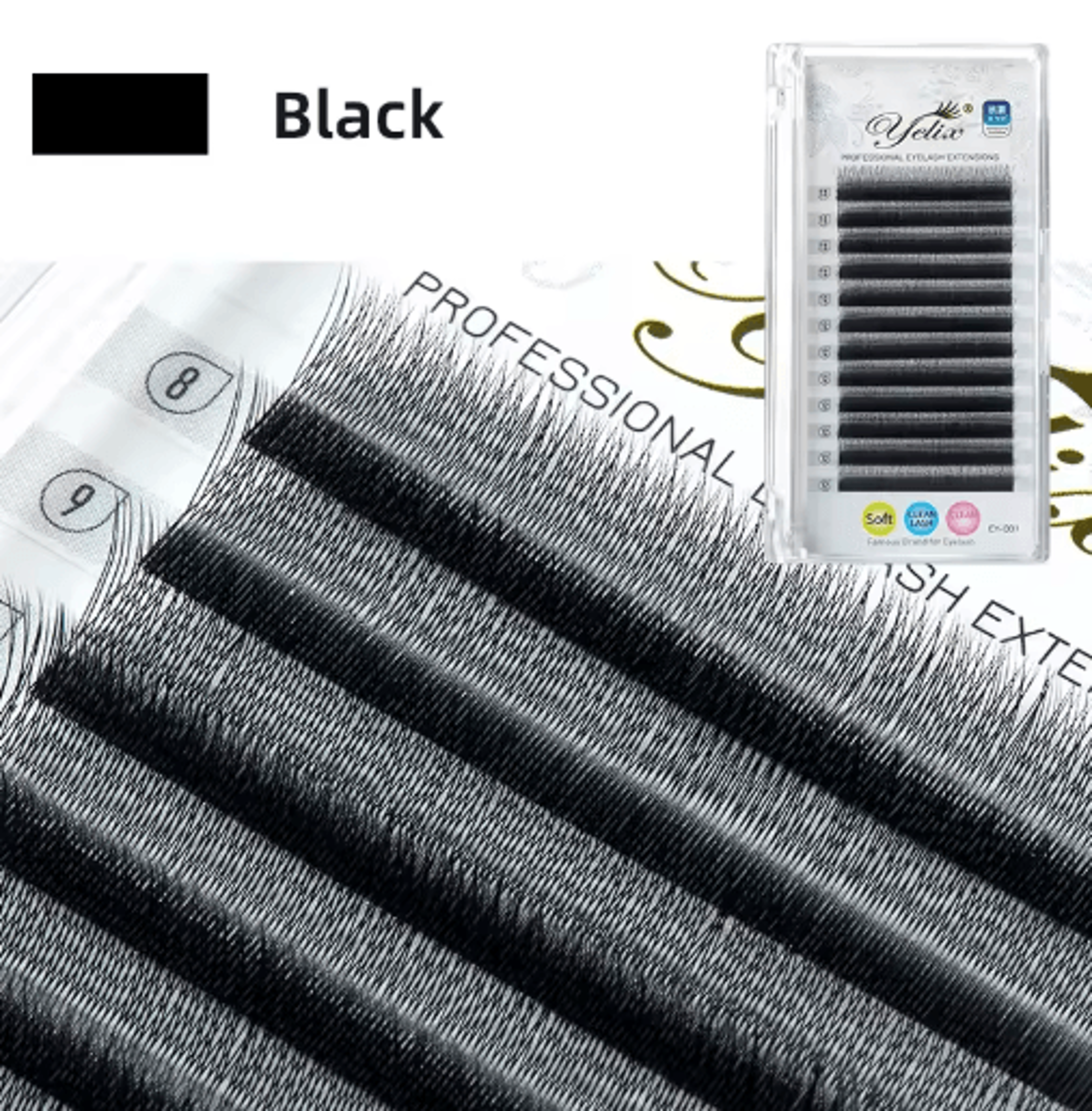 Yelix 2D Y Shape Volume Lash Extensions Dark Brown Ultra Thin Premade Fans 2