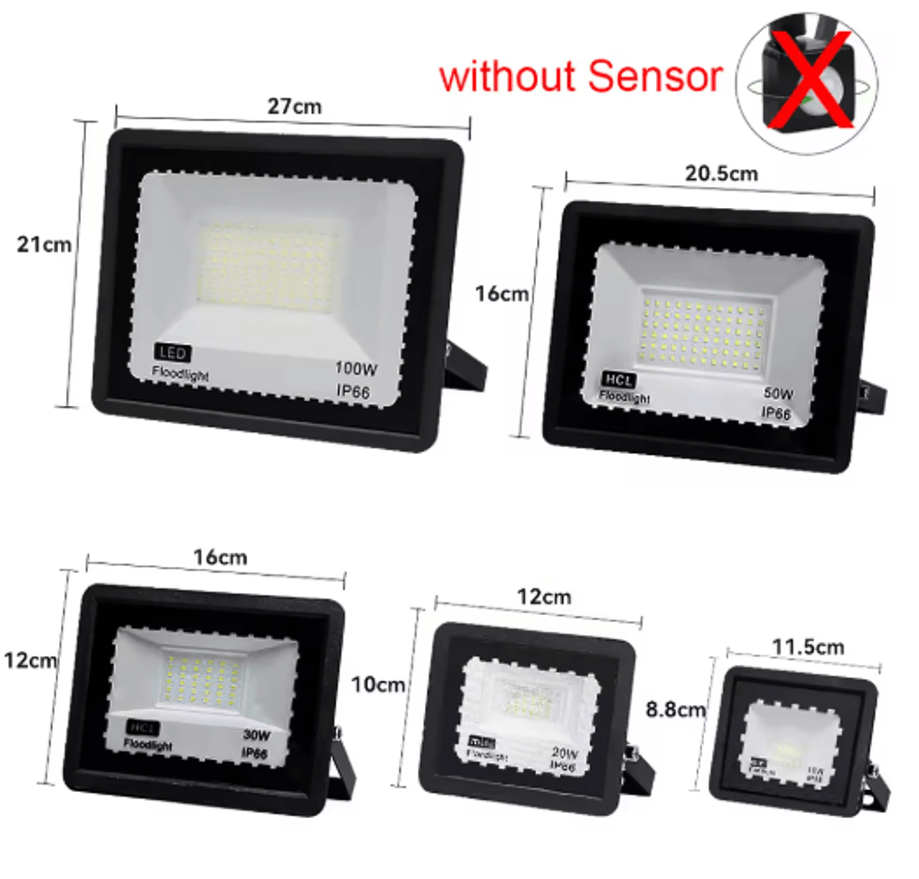 BrightSense Outdoor LED Floodlight With PIR Motion Sensor 10W100W IP66 1