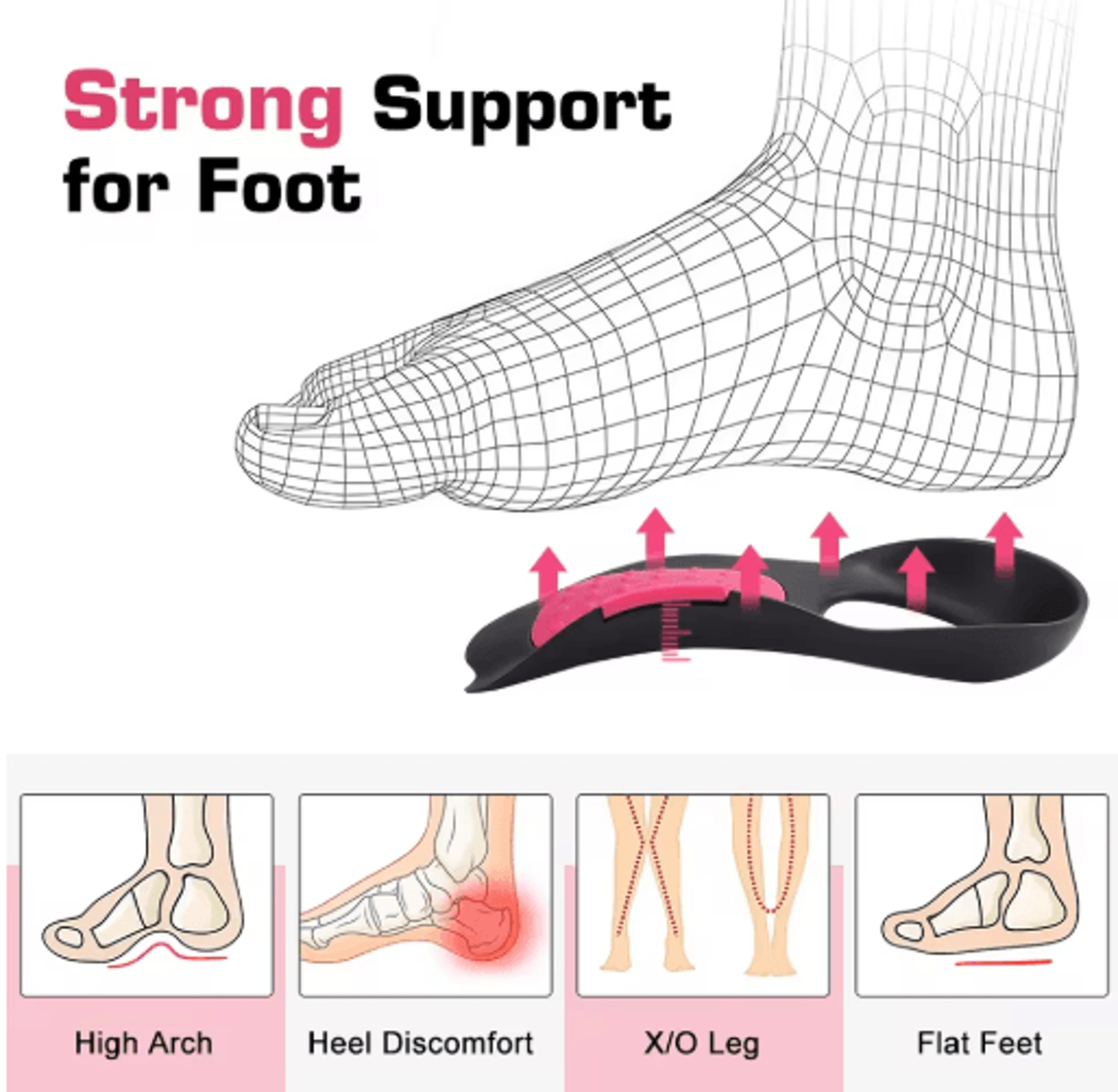 Adjustable Arch Support Orthopedic Insole  Heel Lift Half Pad For Walking Comfort 6