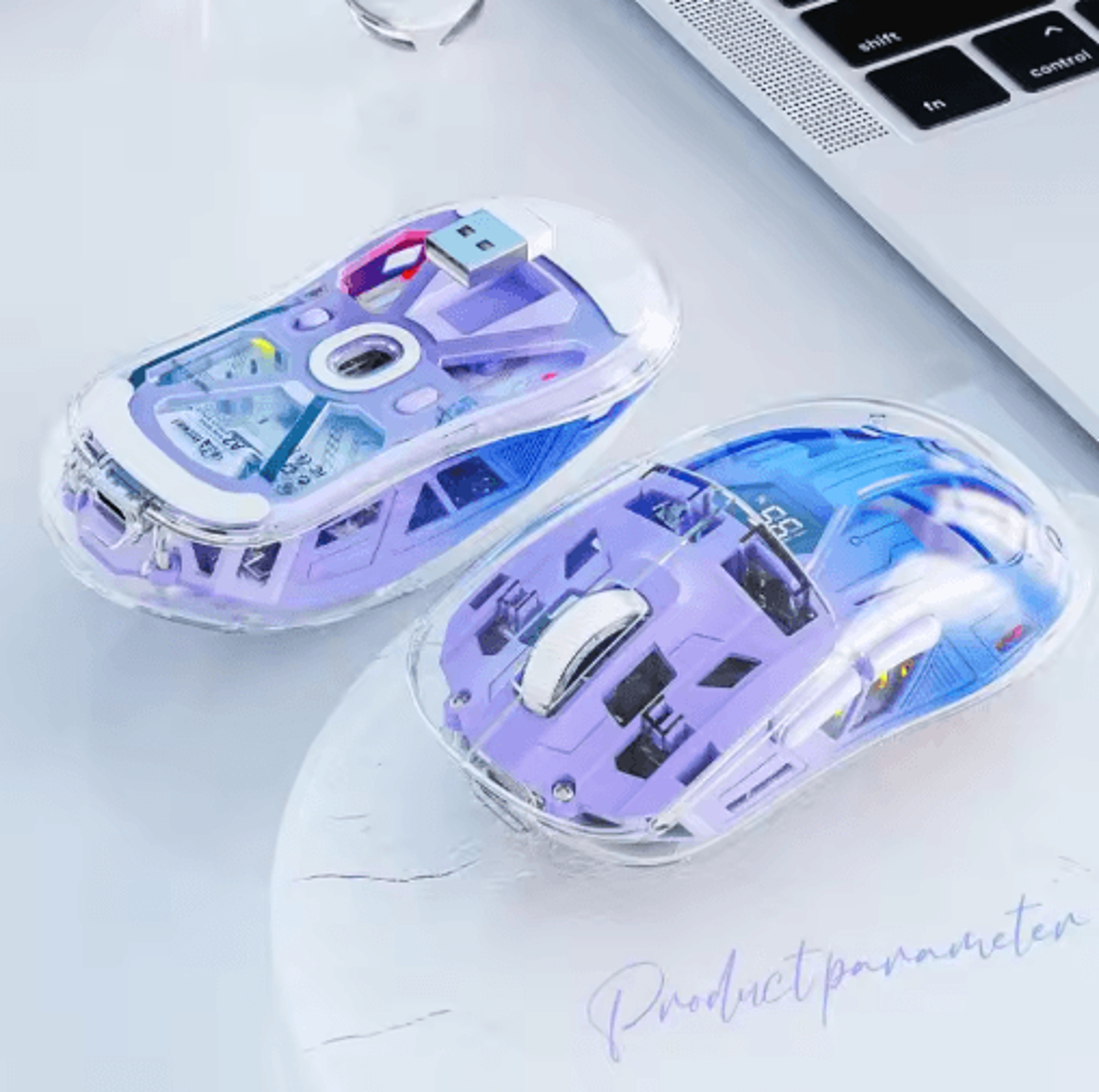 A2 Transparent Digital Display RGB Bluetooth Mouse Wireless Dual Mode Connection Win Mac 5