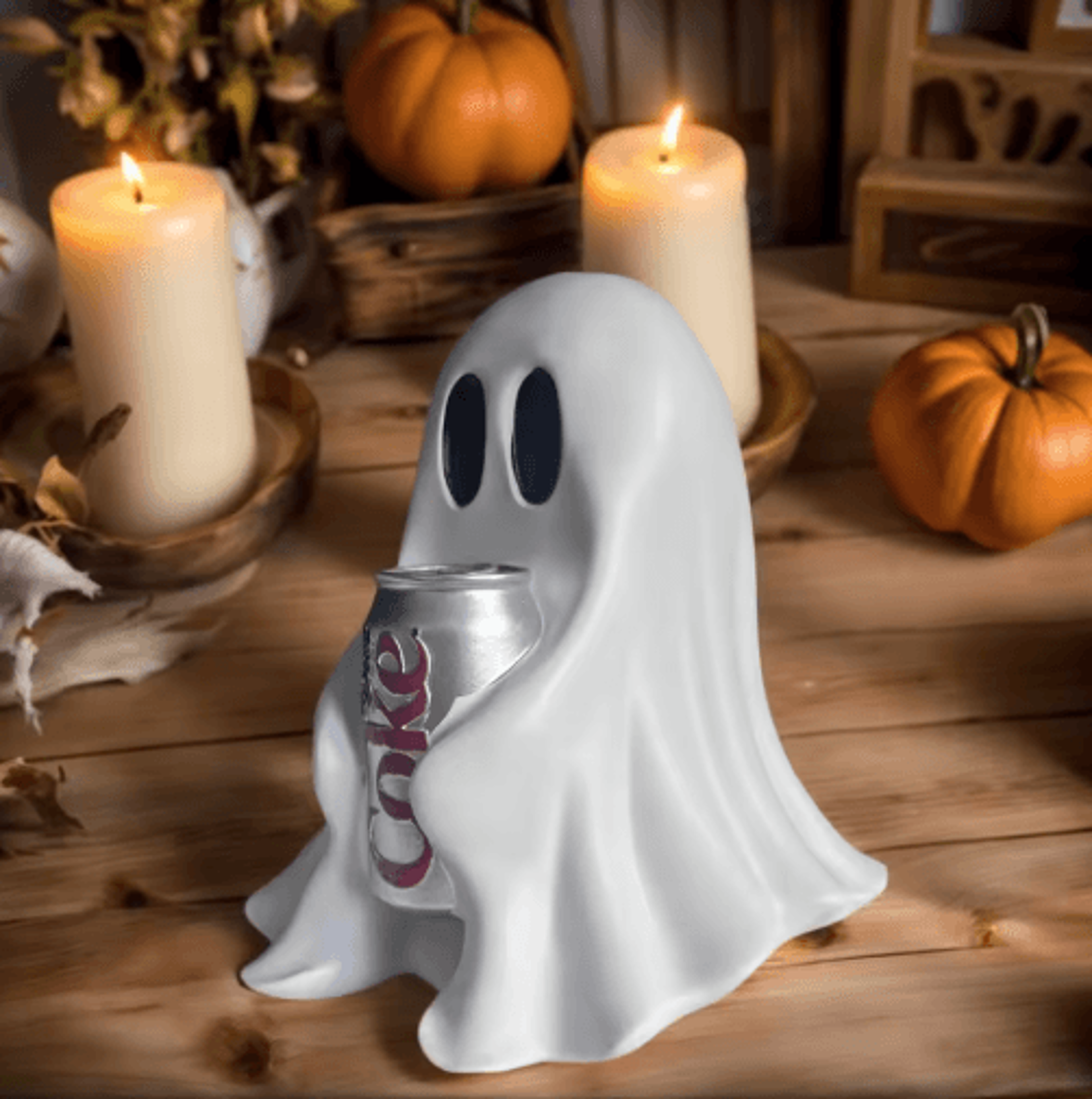 Cute Halloween Ghost Holding Coke Tabletop Statue Decor 5