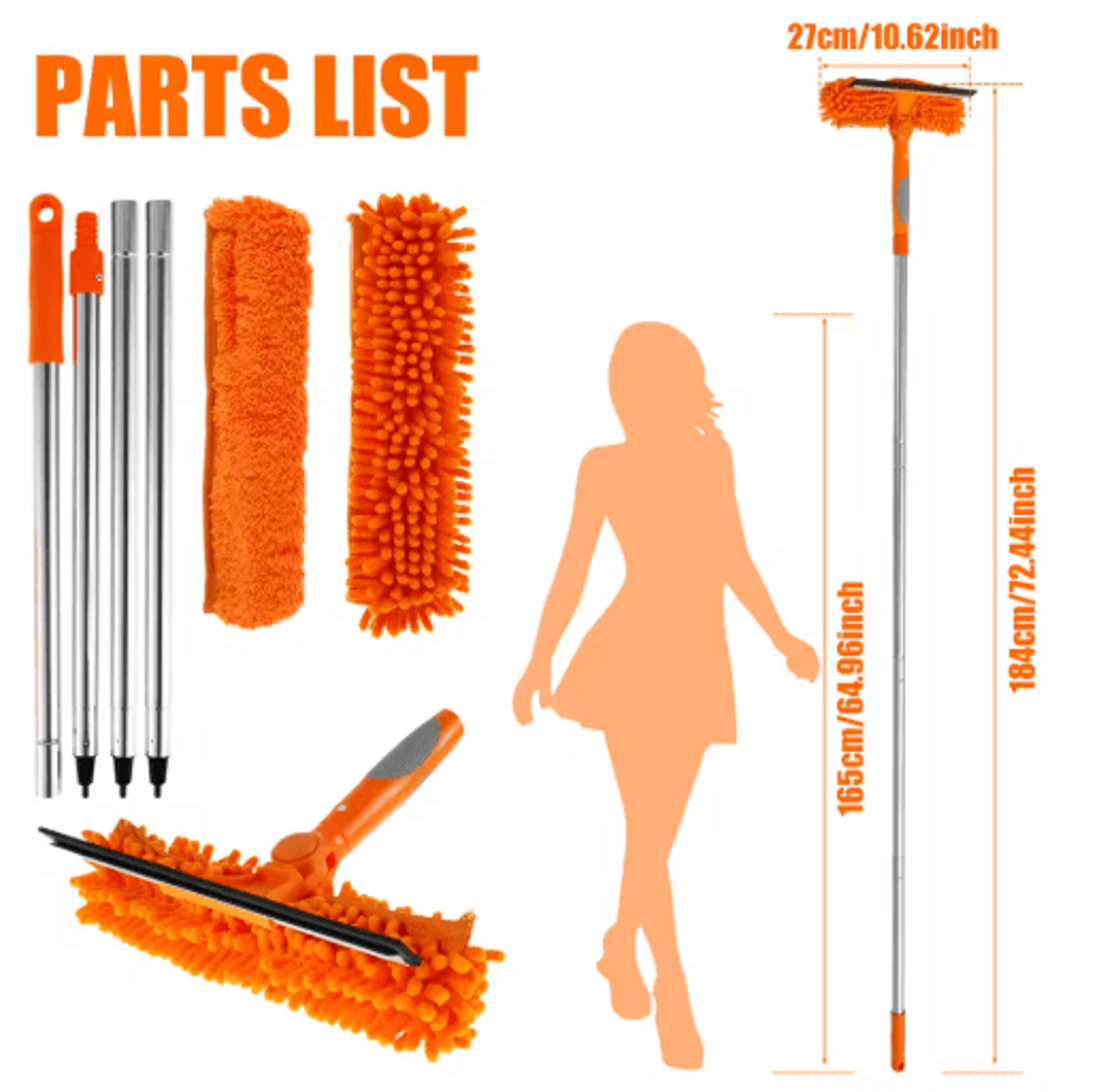 Extendable Window Cleaner Tool Set  180 Rotatable Long Handle Window Mop  Squeegee 2