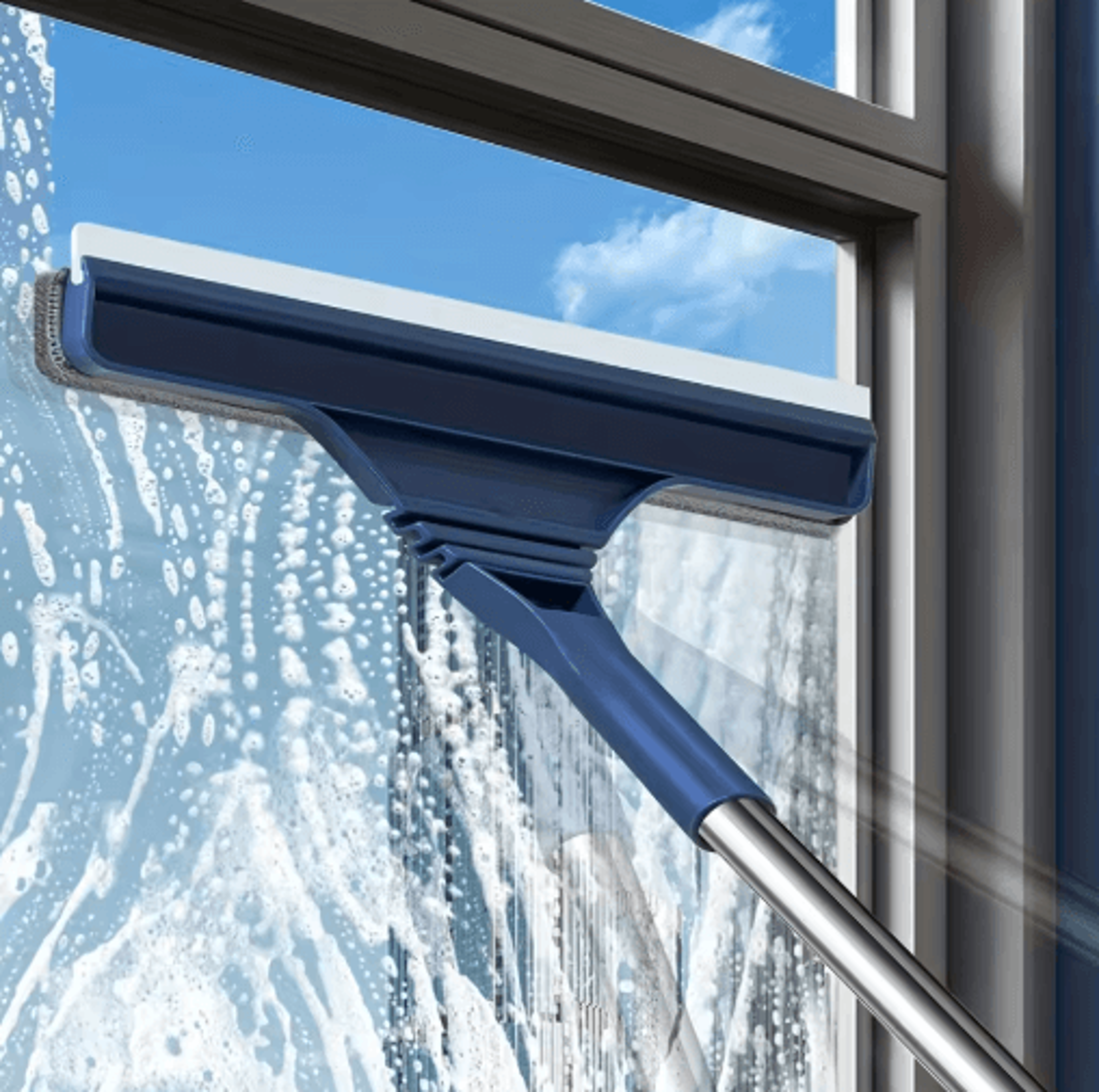 2in1 Window Mesh Screen Brush  DualSided Telescopic Window Mop  Squeegee 5