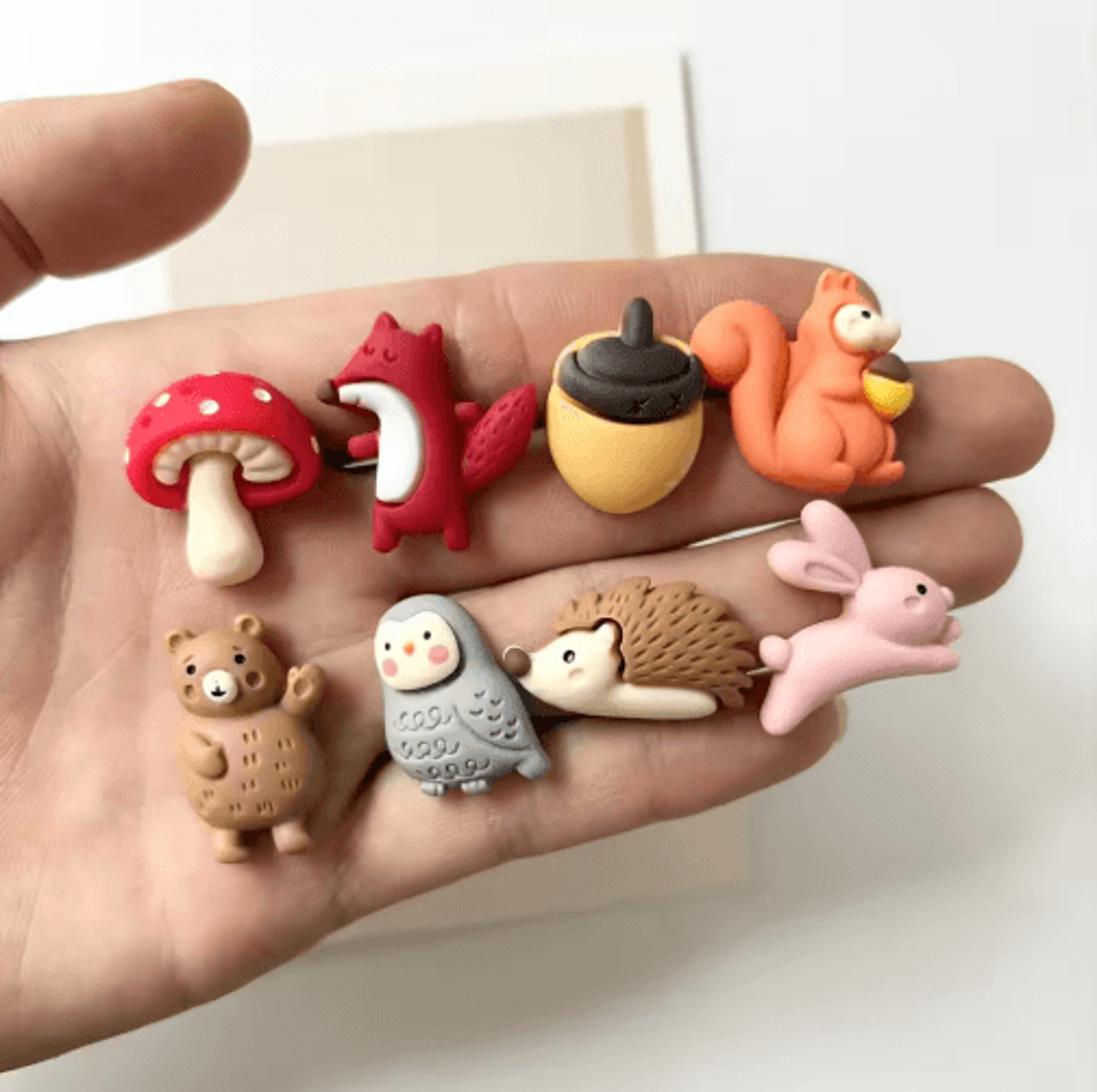 8Piece Fox  Hedgehog Animal Refrigerator Magnets  Cute Resin Fridge Decor Gift Set 4
