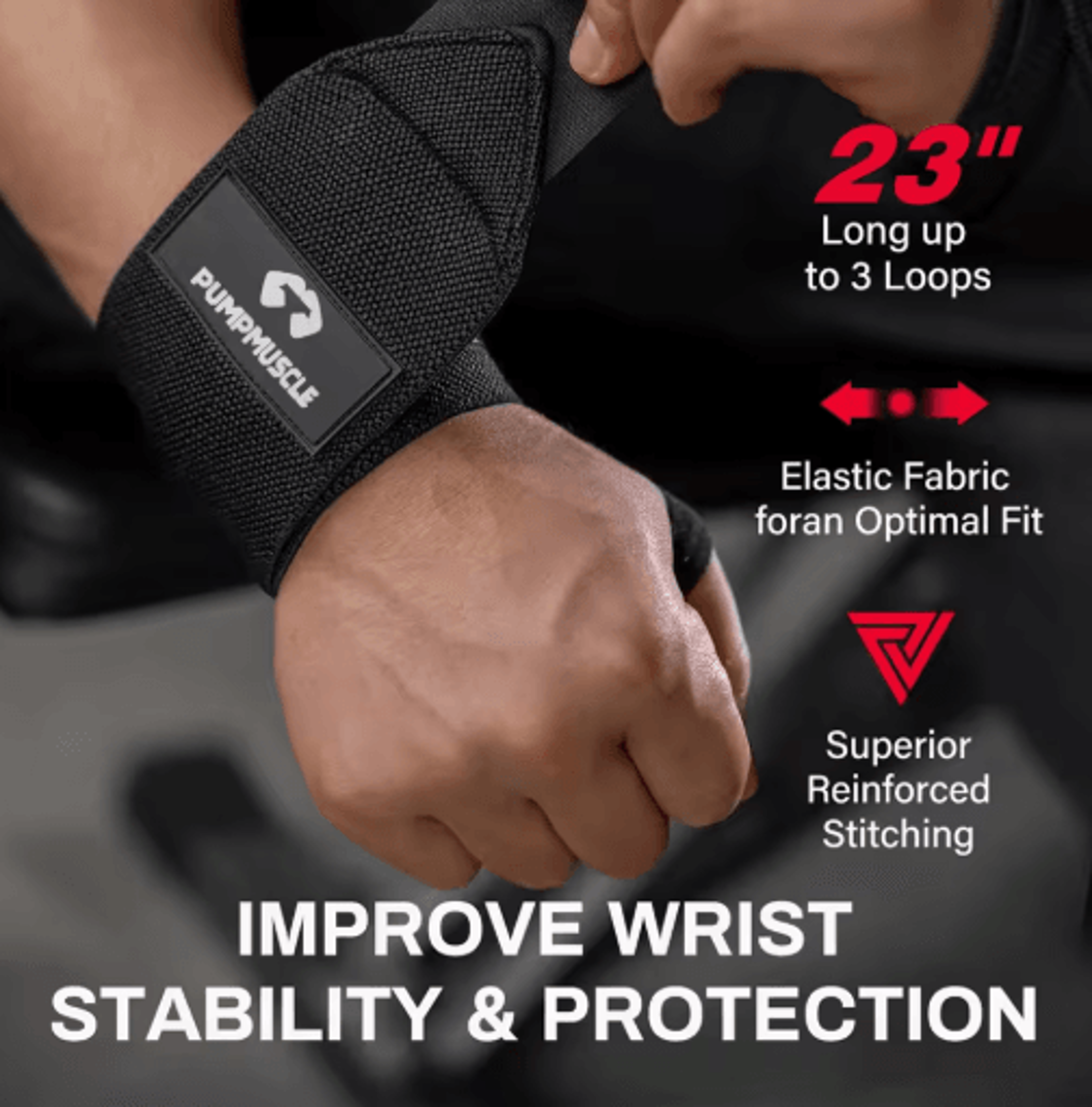 Heavy Duty Wrist Wraps For Weightlifting  Bench Press Wrist Support And Bar Grip Assist Straps 3