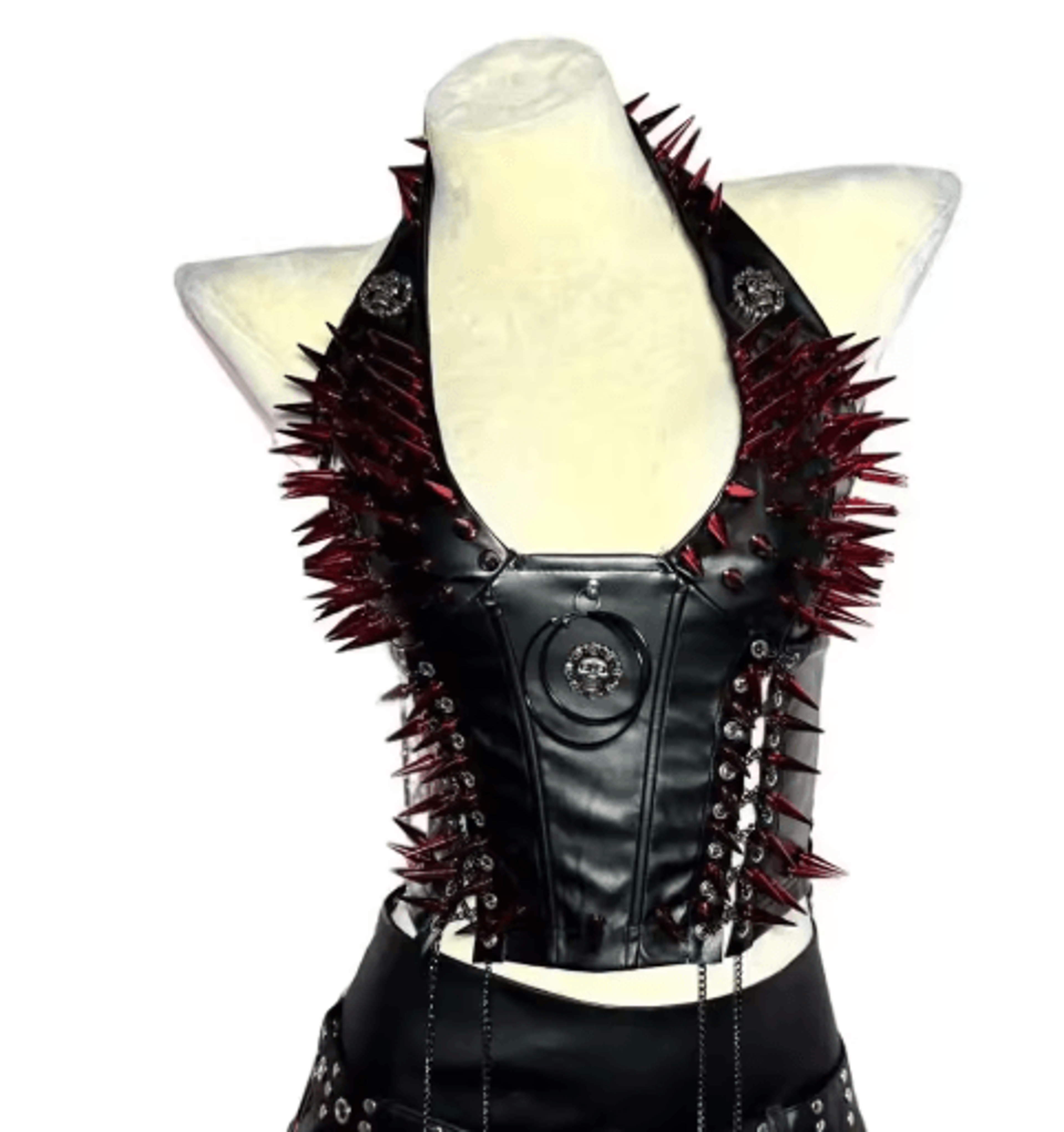 Spiked Gothic Punk Tank  Y2K Grunge PU Leather Alternative Top For Women 2
