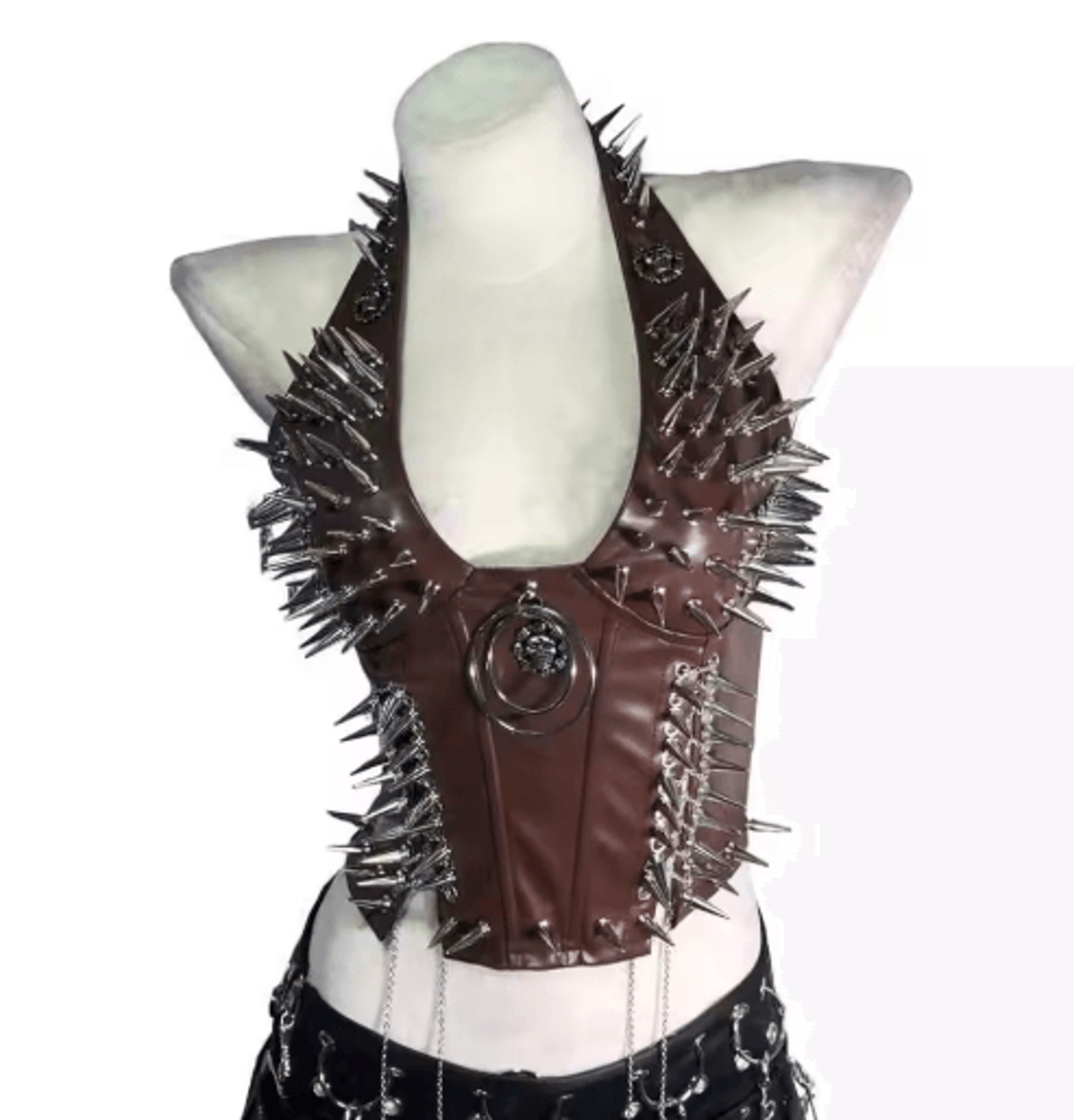 Spiked Gothic Punk Tank  Y2K Grunge PU Leather Alternative Top For Women 6