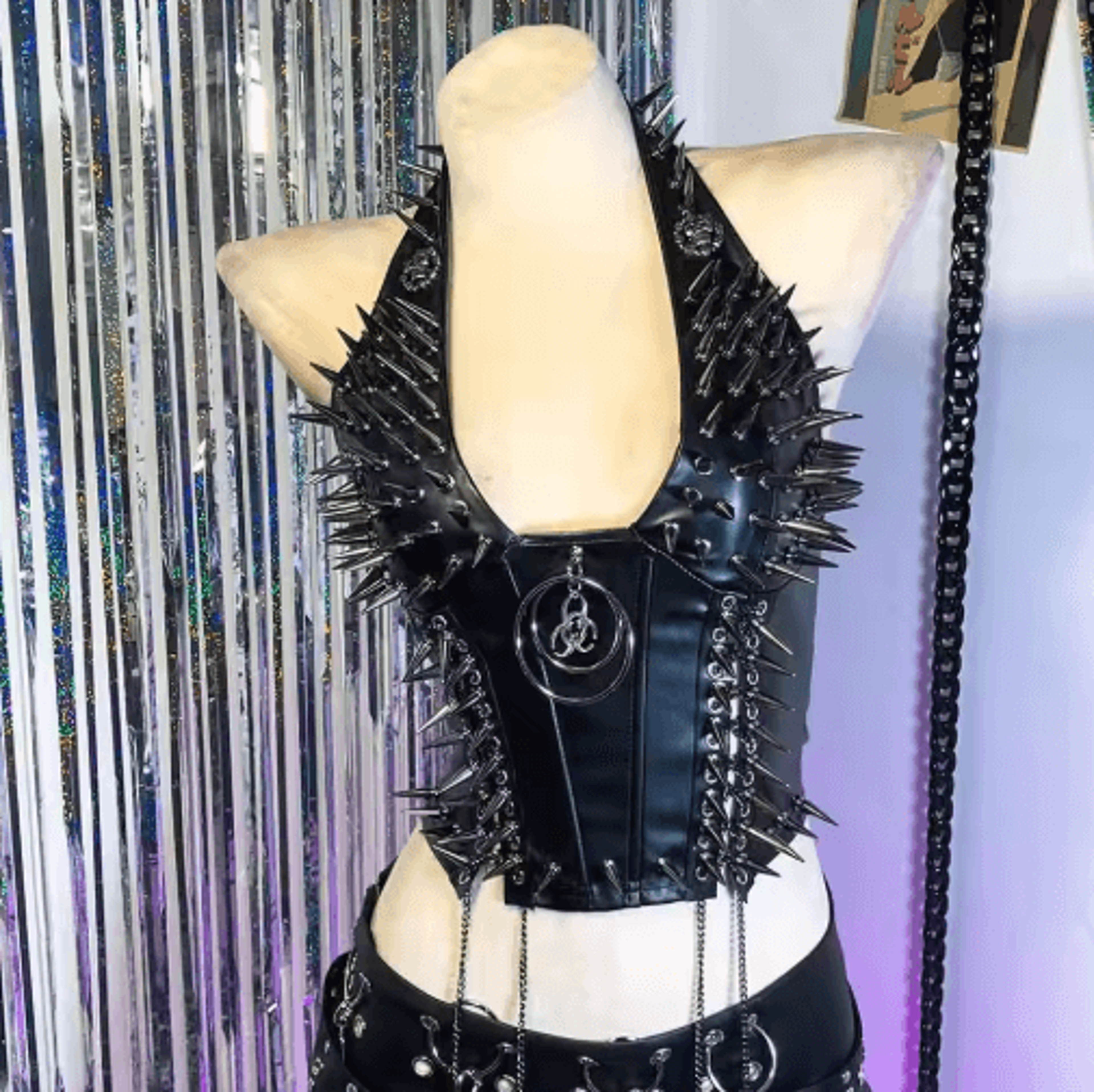 Spiked Gothic Punk Tank  Y2K Grunge PU Leather Alternative Top For Women 10