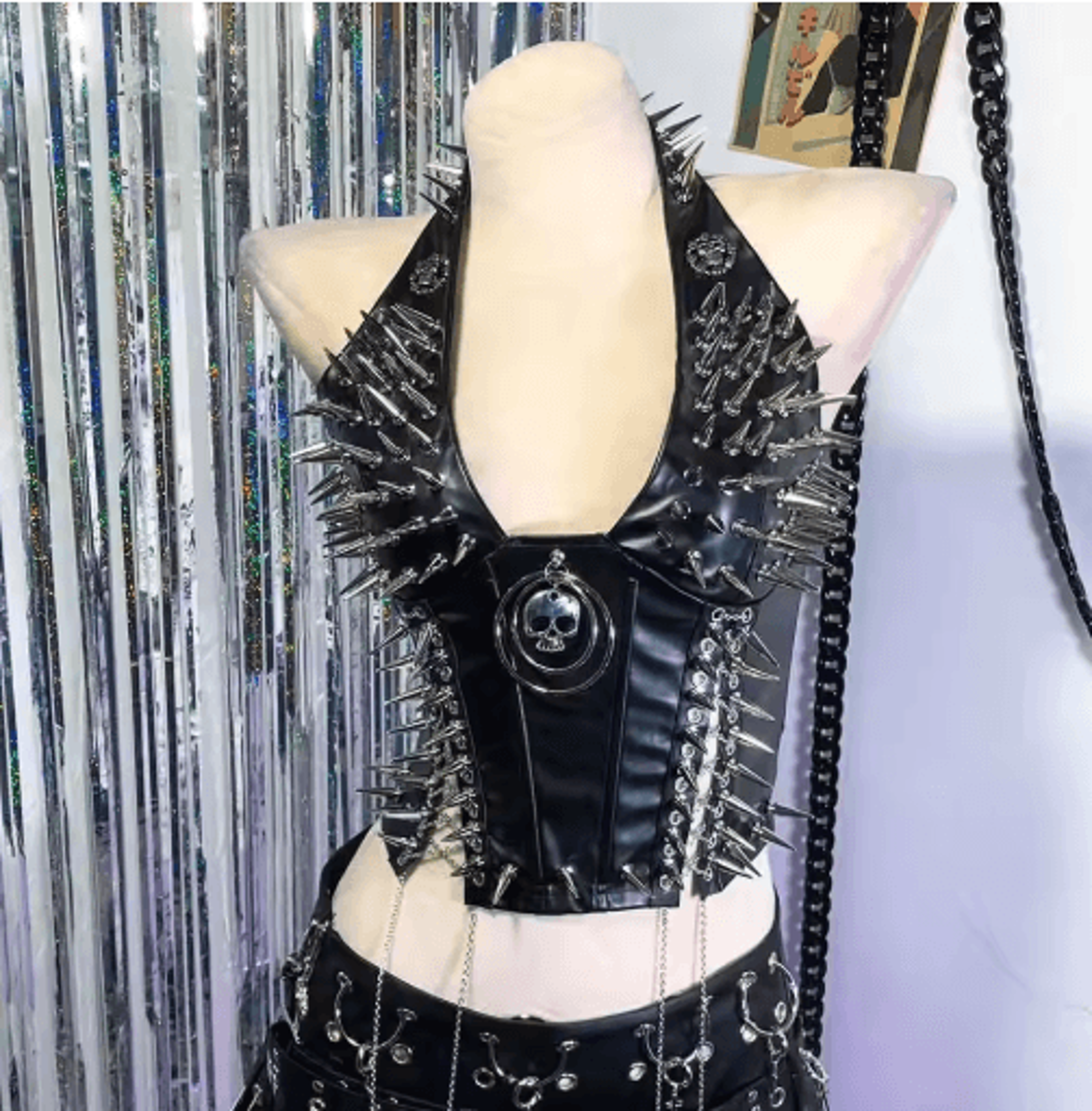 Spiked Gothic Punk Tank  Y2K Grunge PU Leather Alternative Top For Women 13
