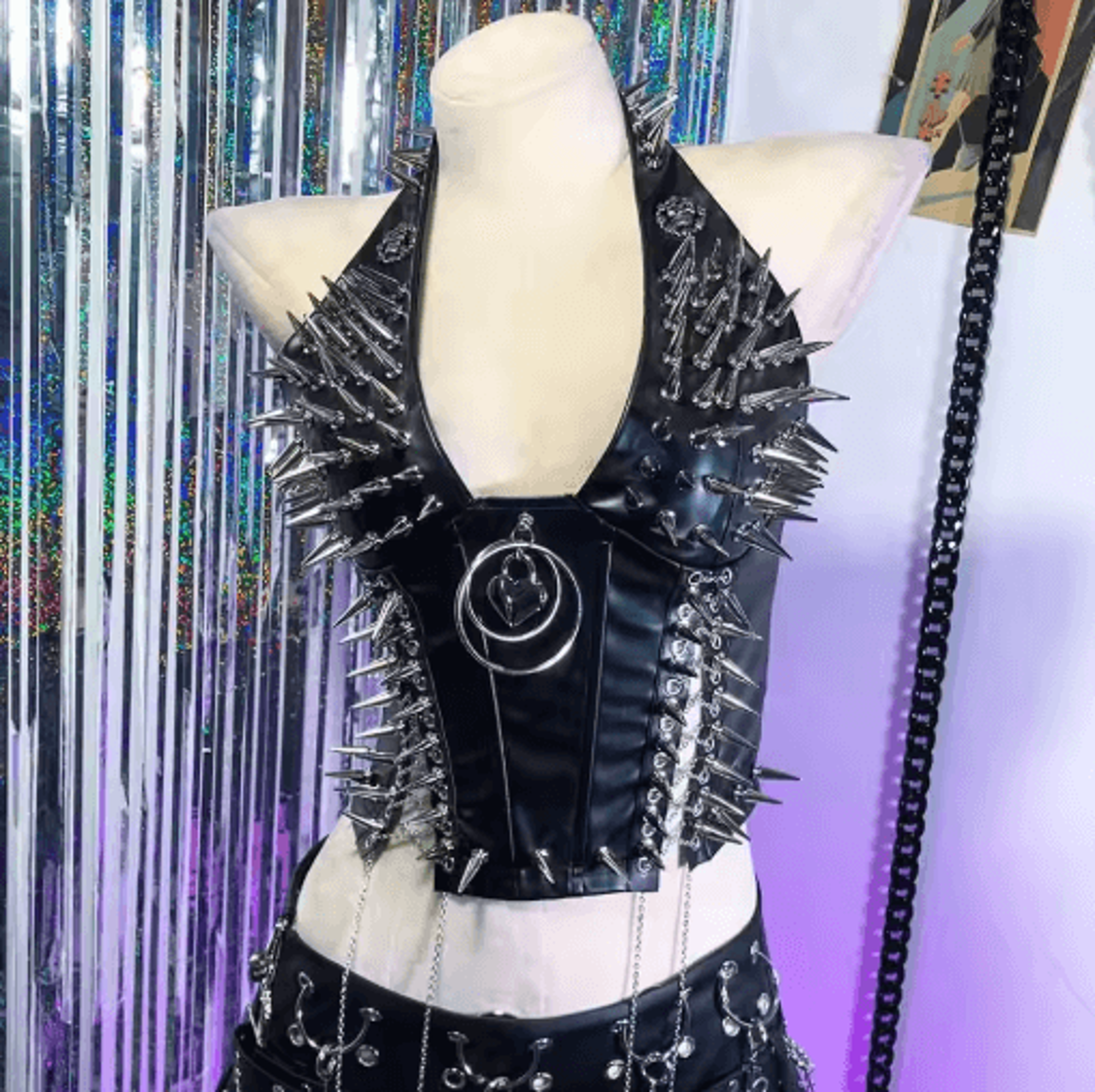 Spiked Gothic Punk Tank  Y2K Grunge PU Leather Alternative Top For Women 14