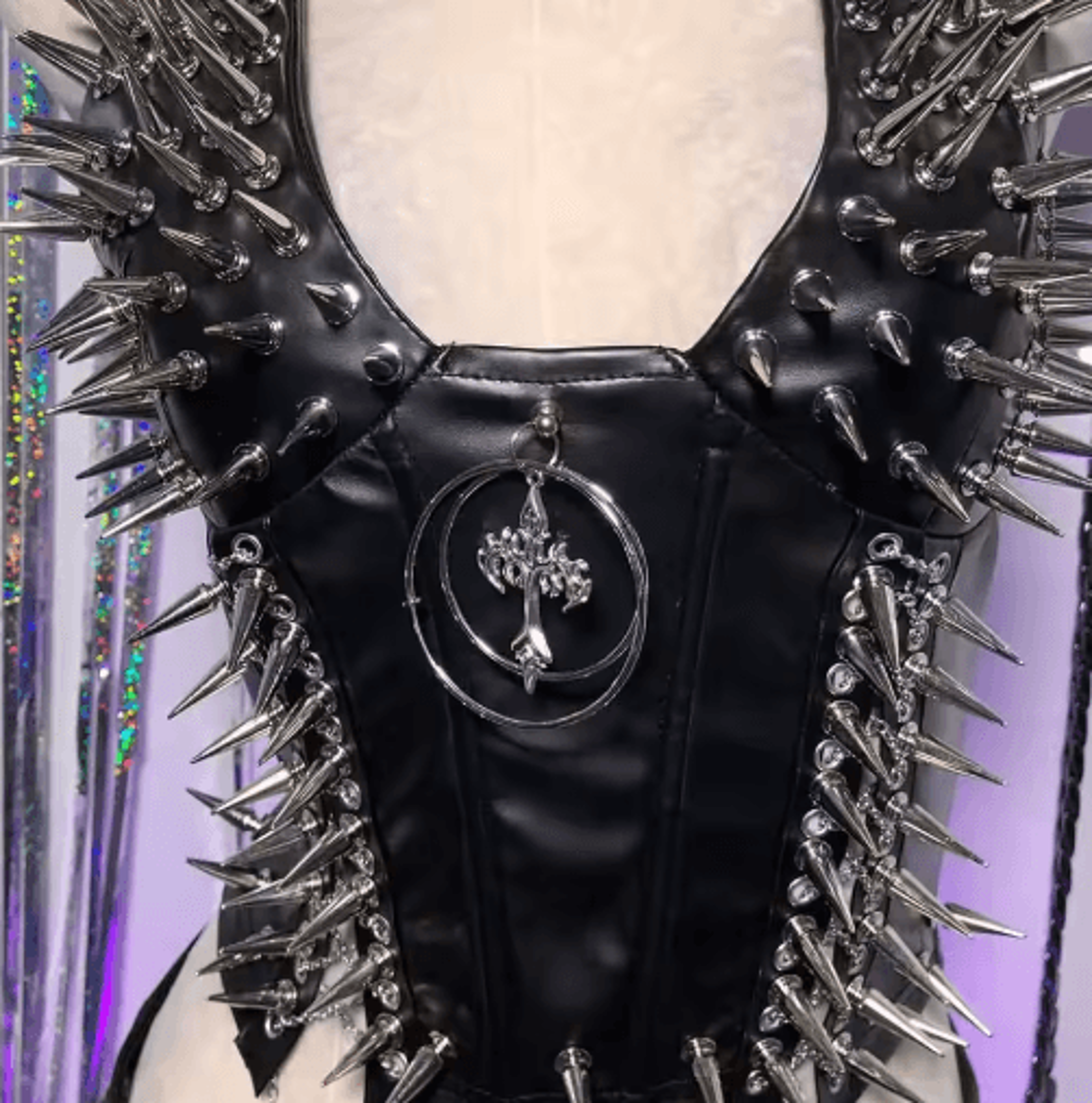 Spiked Gothic Punk Tank  Y2K Grunge PU Leather Alternative Top For Women 16