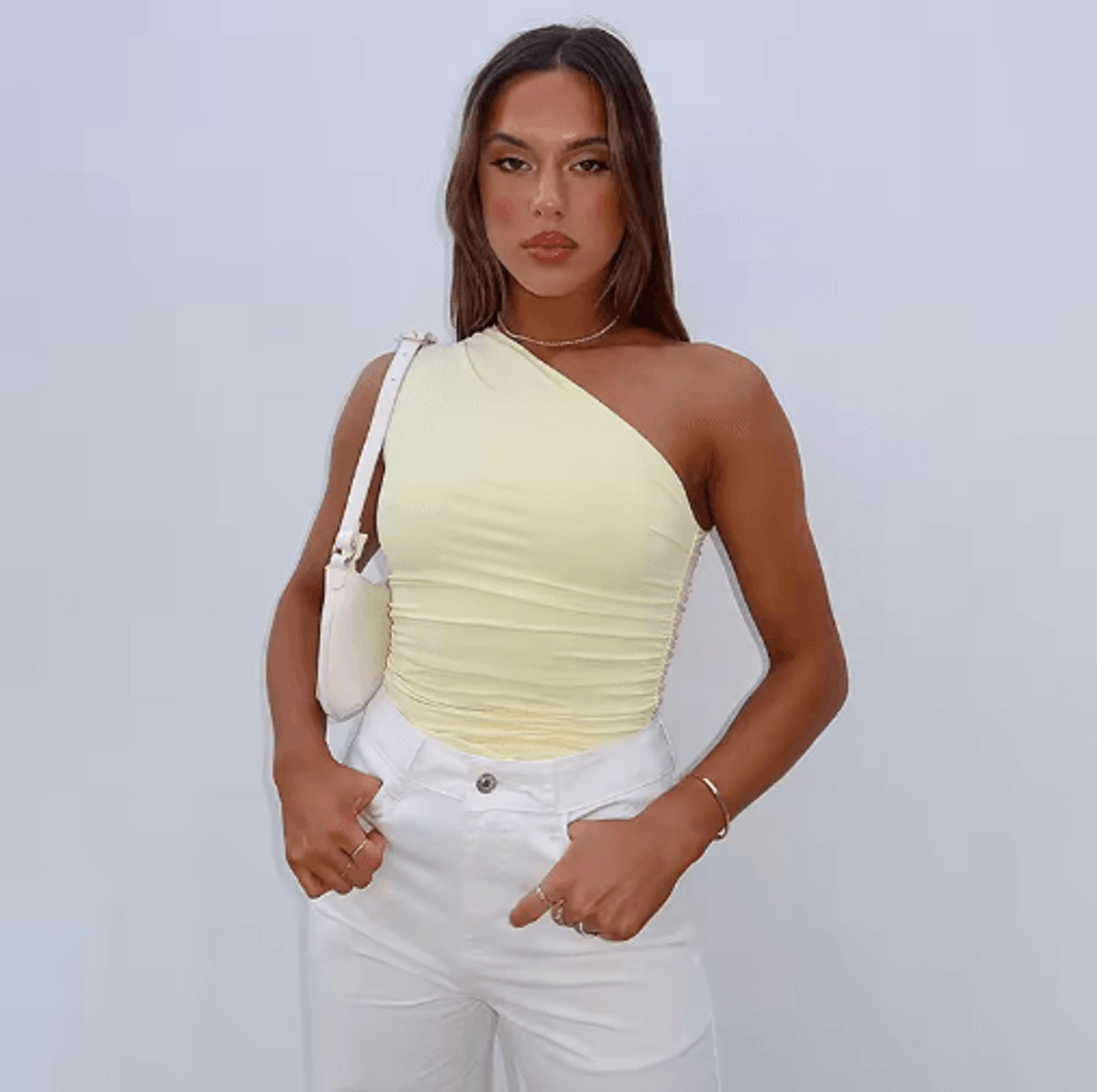 One Shoulder Backless Slim Tank  Candy Color Sexy Summer Top For Women 2