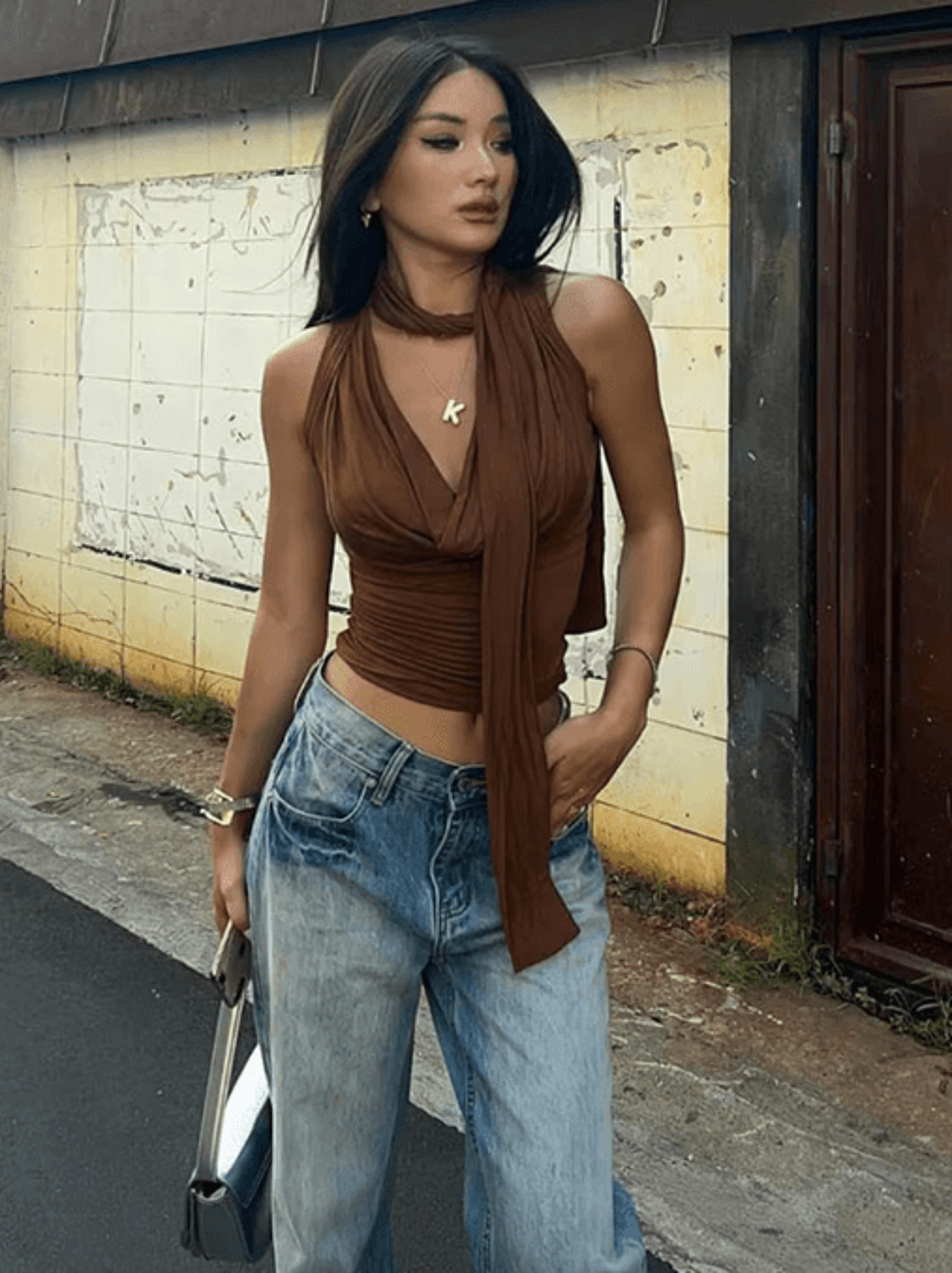 Elegant Knitted V Neck Slim Tank Top Sleeveless Bandage Streetwear For Women 7