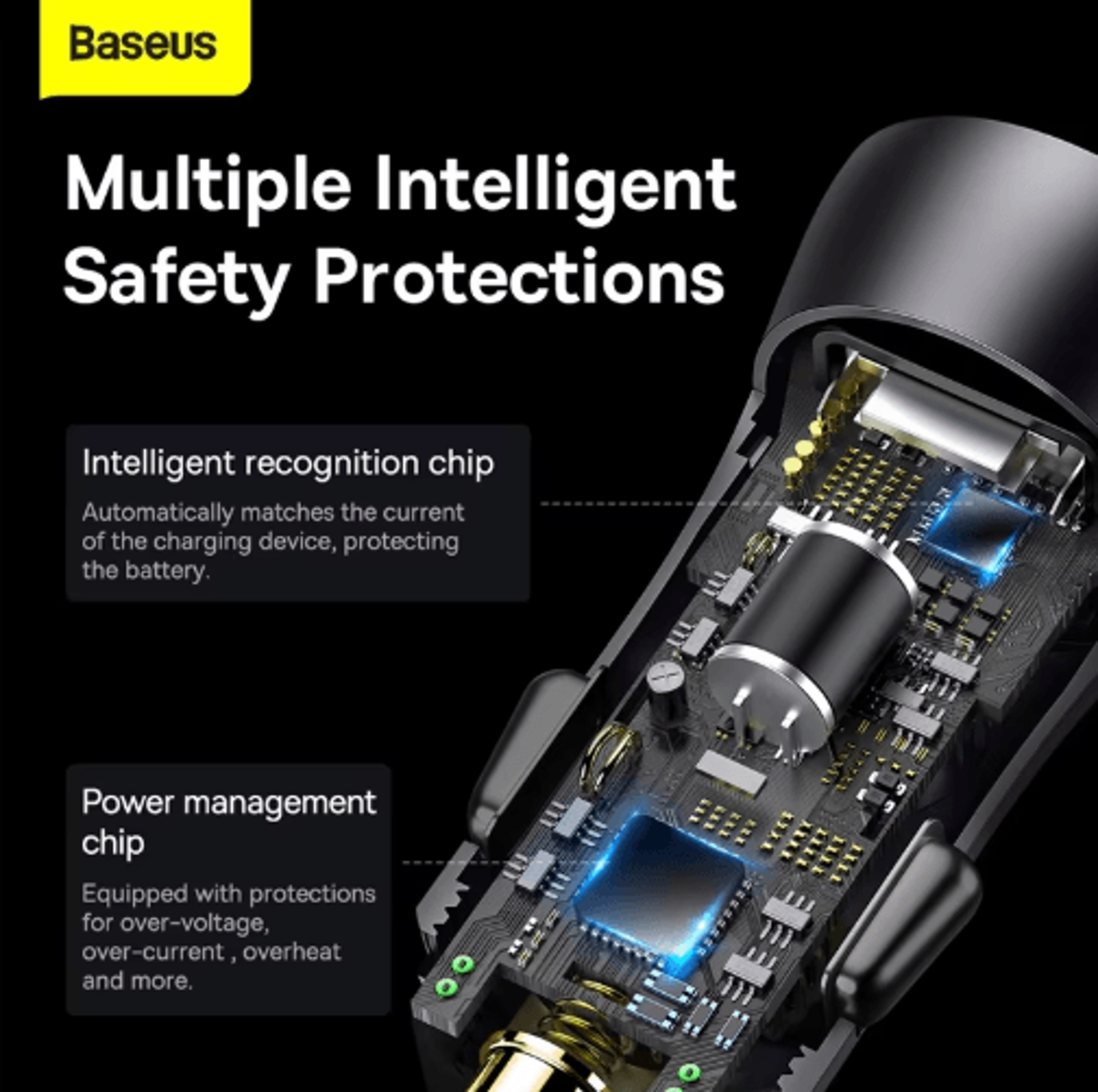 Baseus 60W Metal USB Type C Car Charger With PD 27W  QC 40 Fast Charging 6