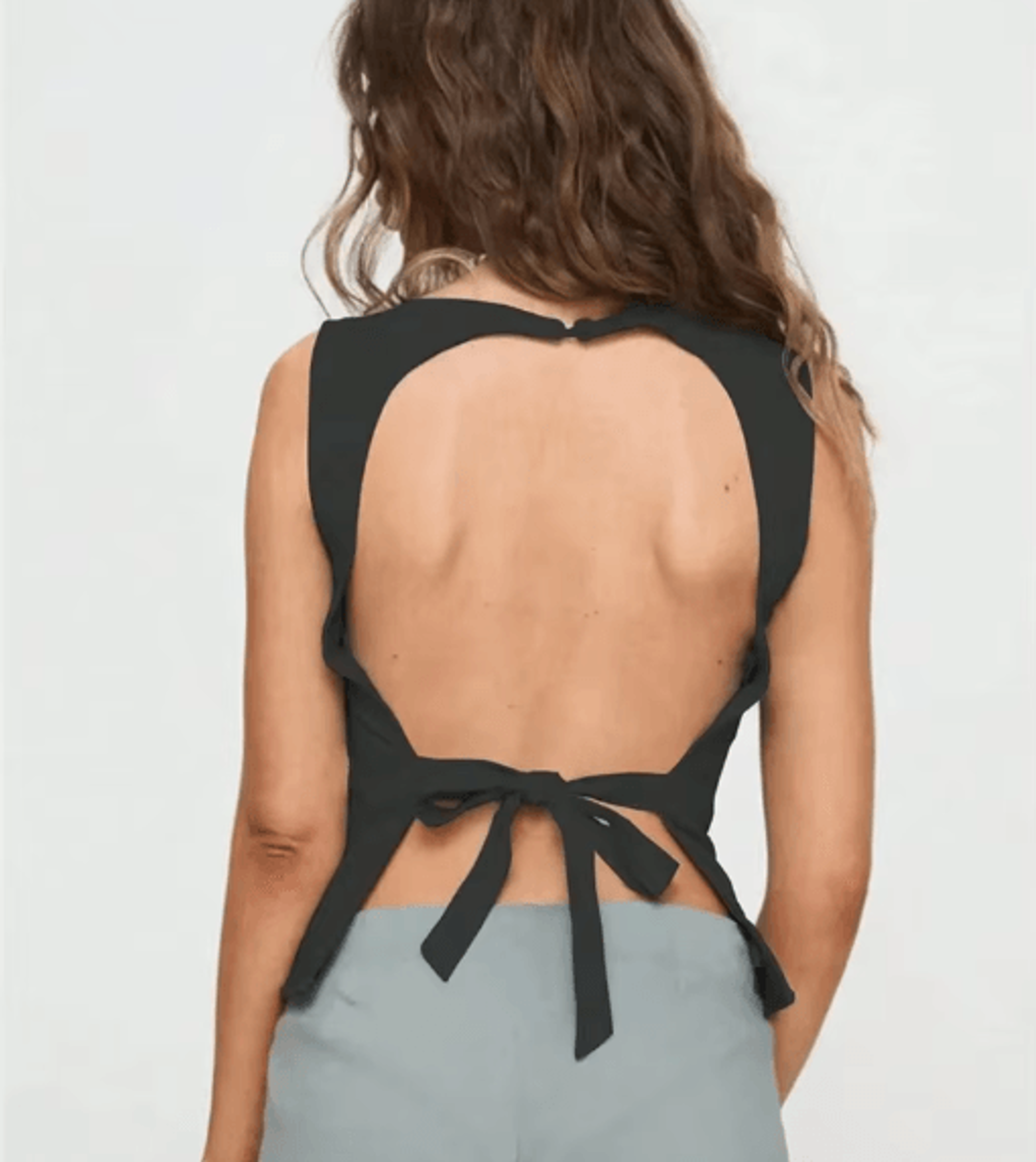 Womens Backless Y2K Tank Top Knot Back Sleeveless Club Cami 2