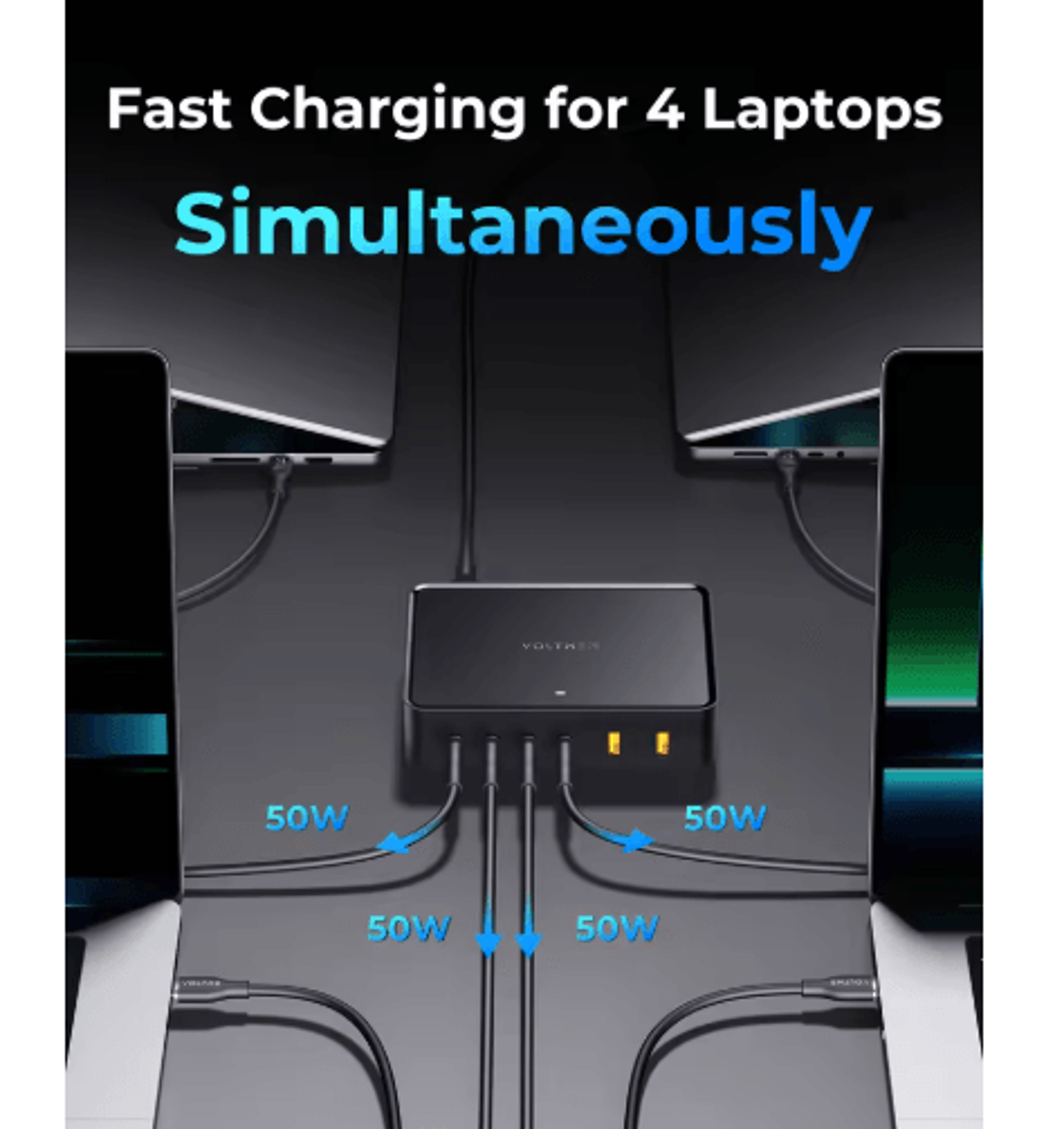 VOLTME 240W GaN USBC 6 Port Desktop Charging Station With PD31 And QC5 9