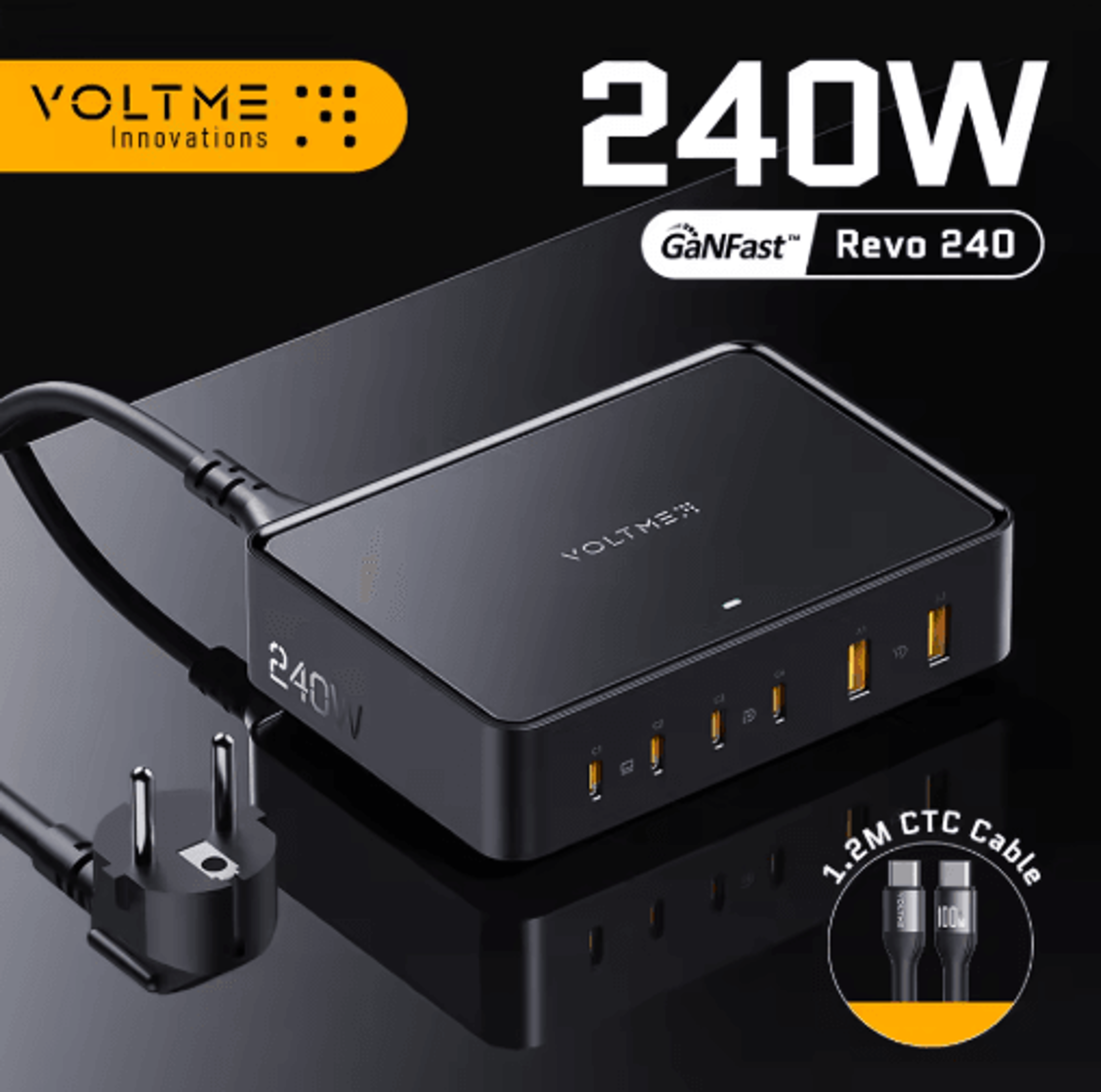 VOLTME 240W GaN USBC 6 Port Desktop Charging Station With PD31 And QC5 0