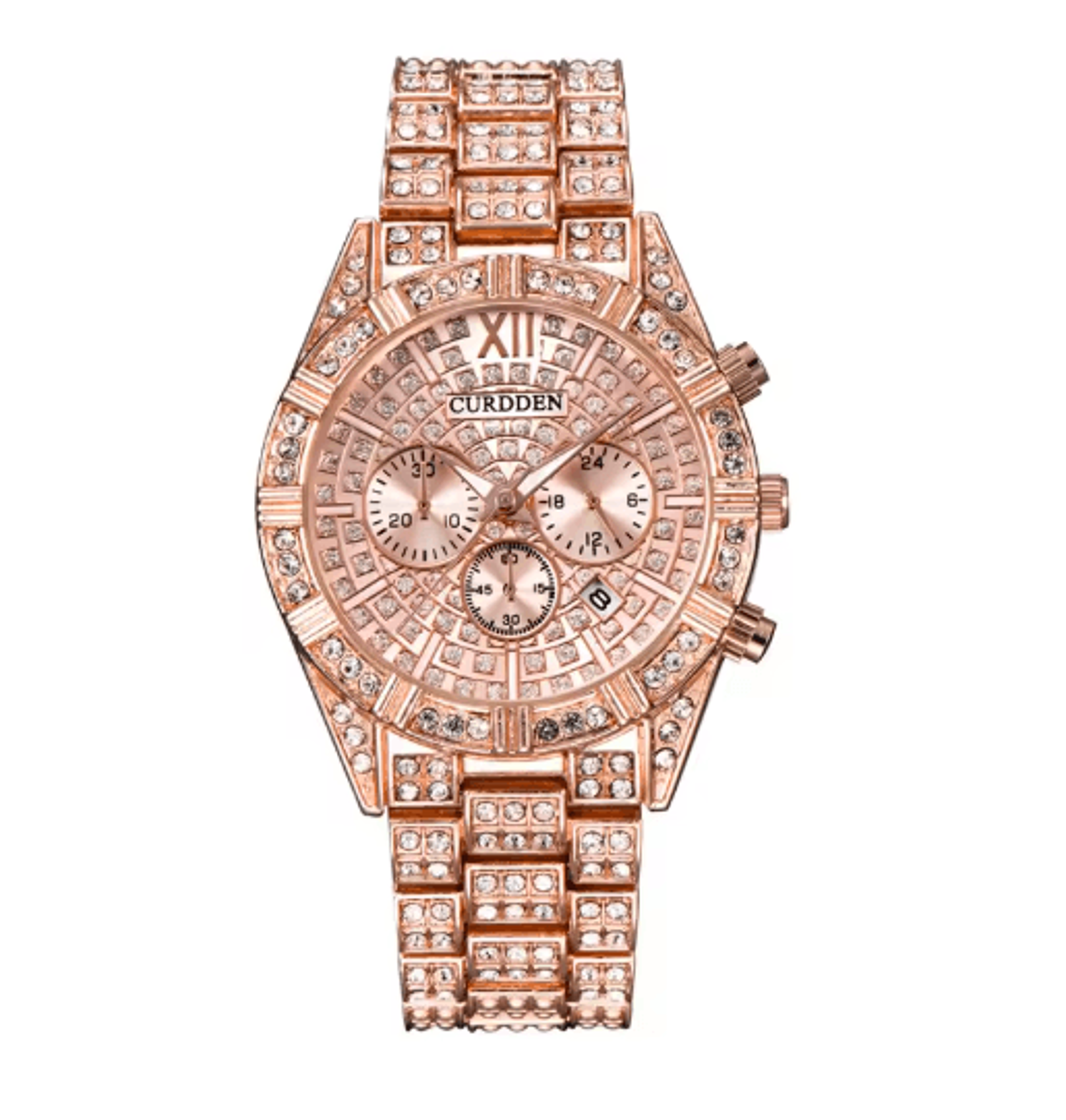 CURDDEN Luxury Gold Diamond Quartz Watch For Men With Alloy Band 5