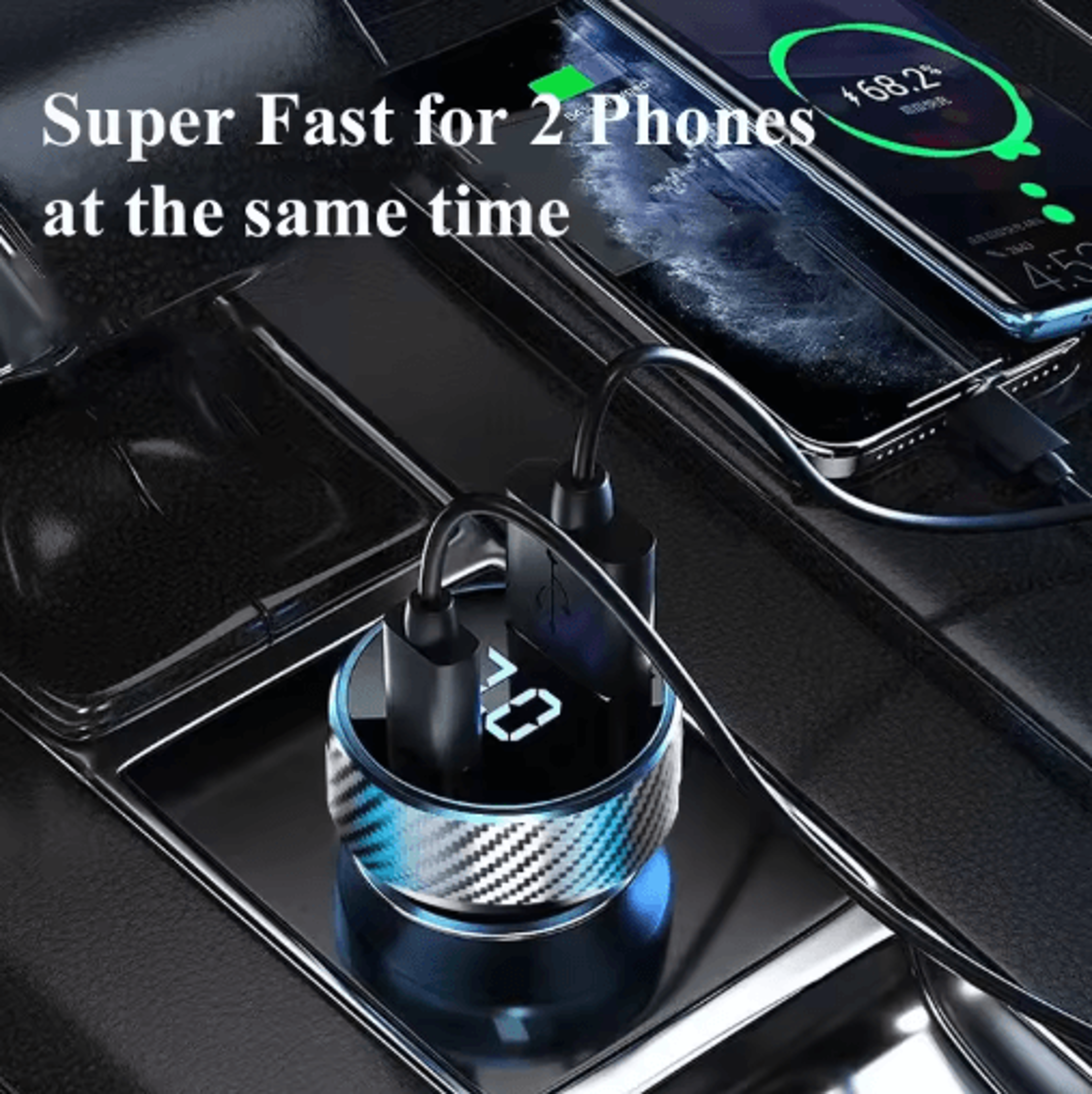 300W Multi Port USB Car Charger With Voltage Monitor 3