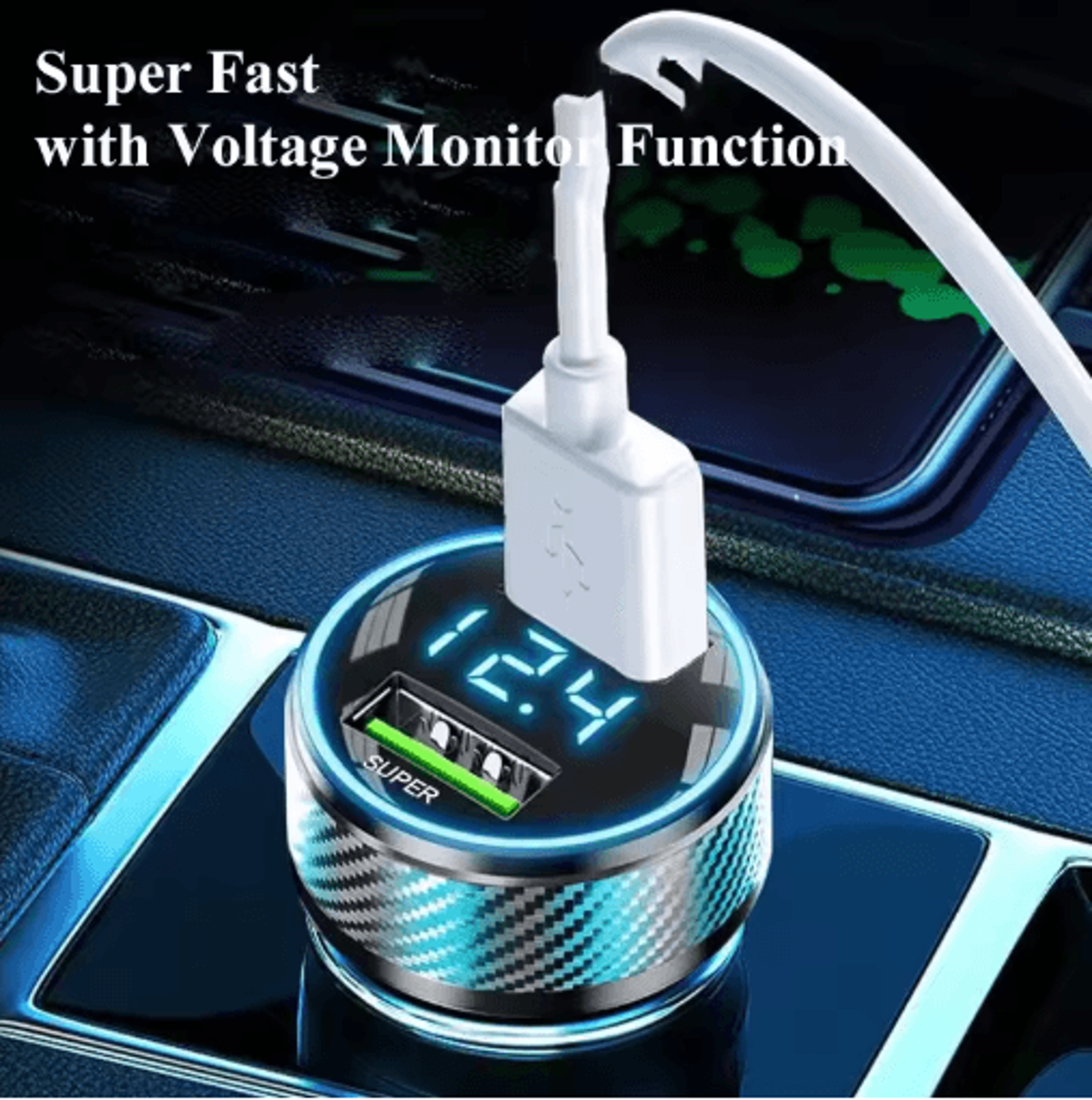 300W Multi Port USB Car Charger With Voltage Monitor 6