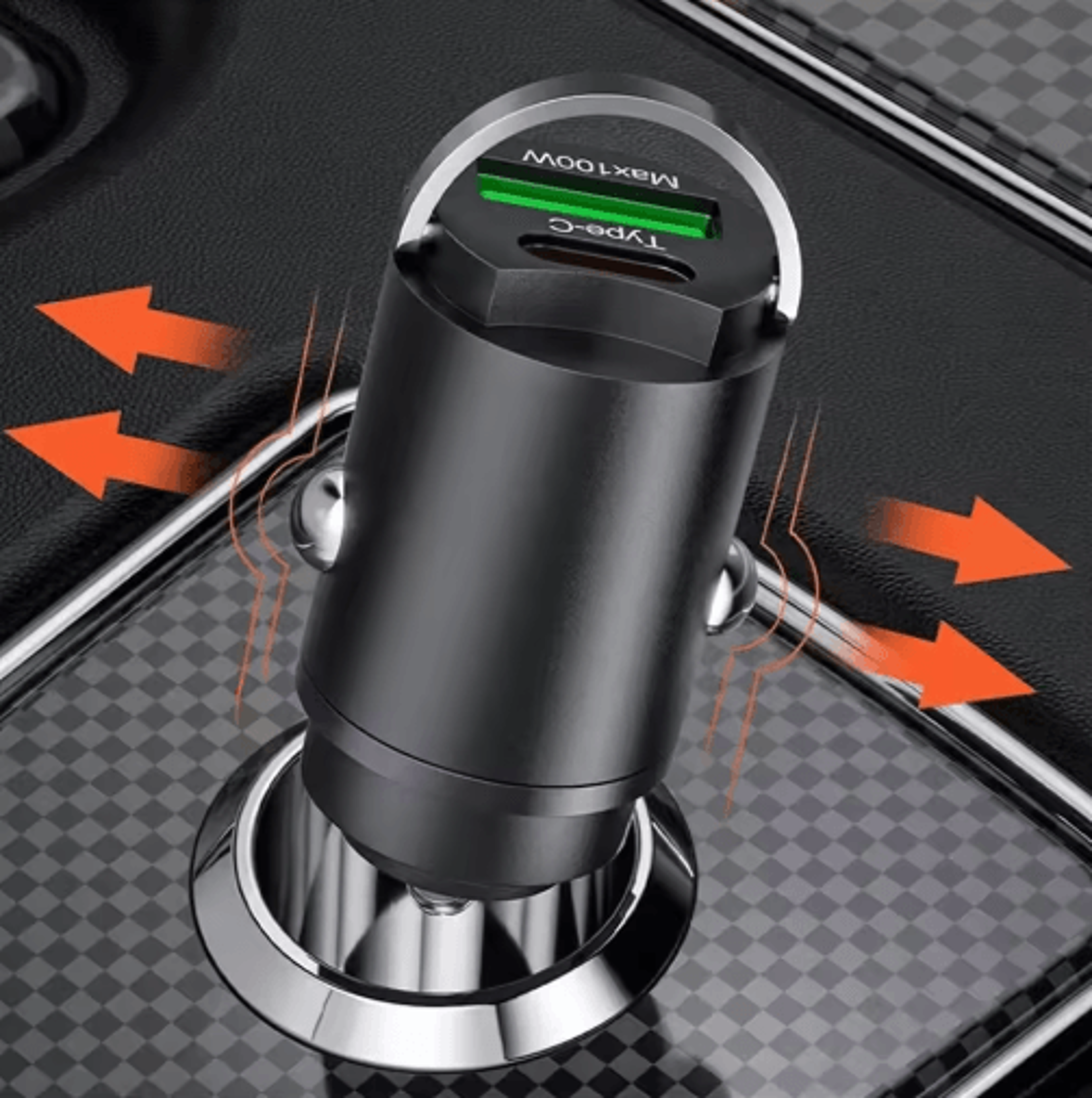 100W USBC PD Car Charger QC30 Fast Charging Cigarette Lighter Adapter 7