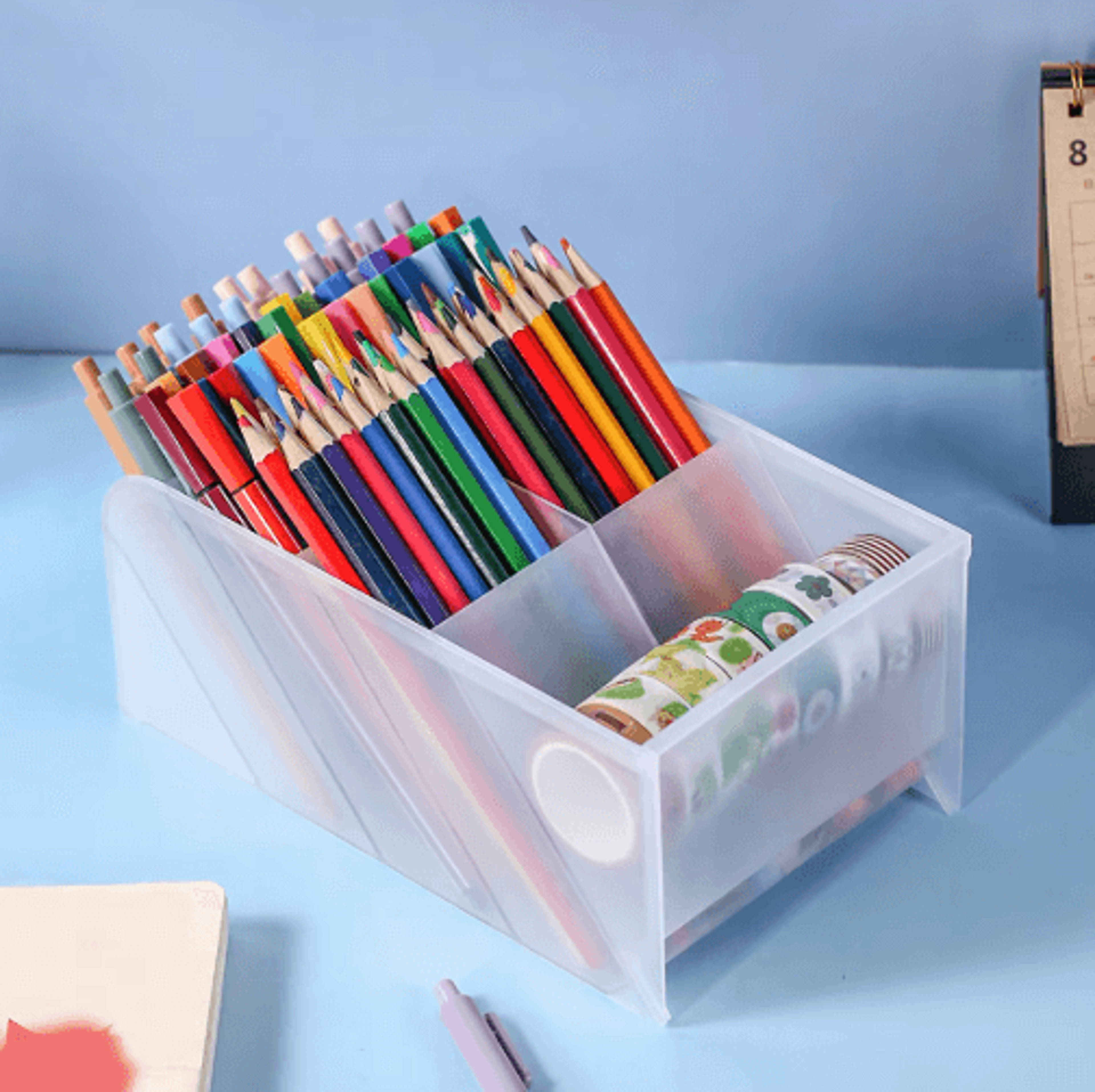 Transparent Large Capacity Multi Functional Desk Pen Holder Organizer 4