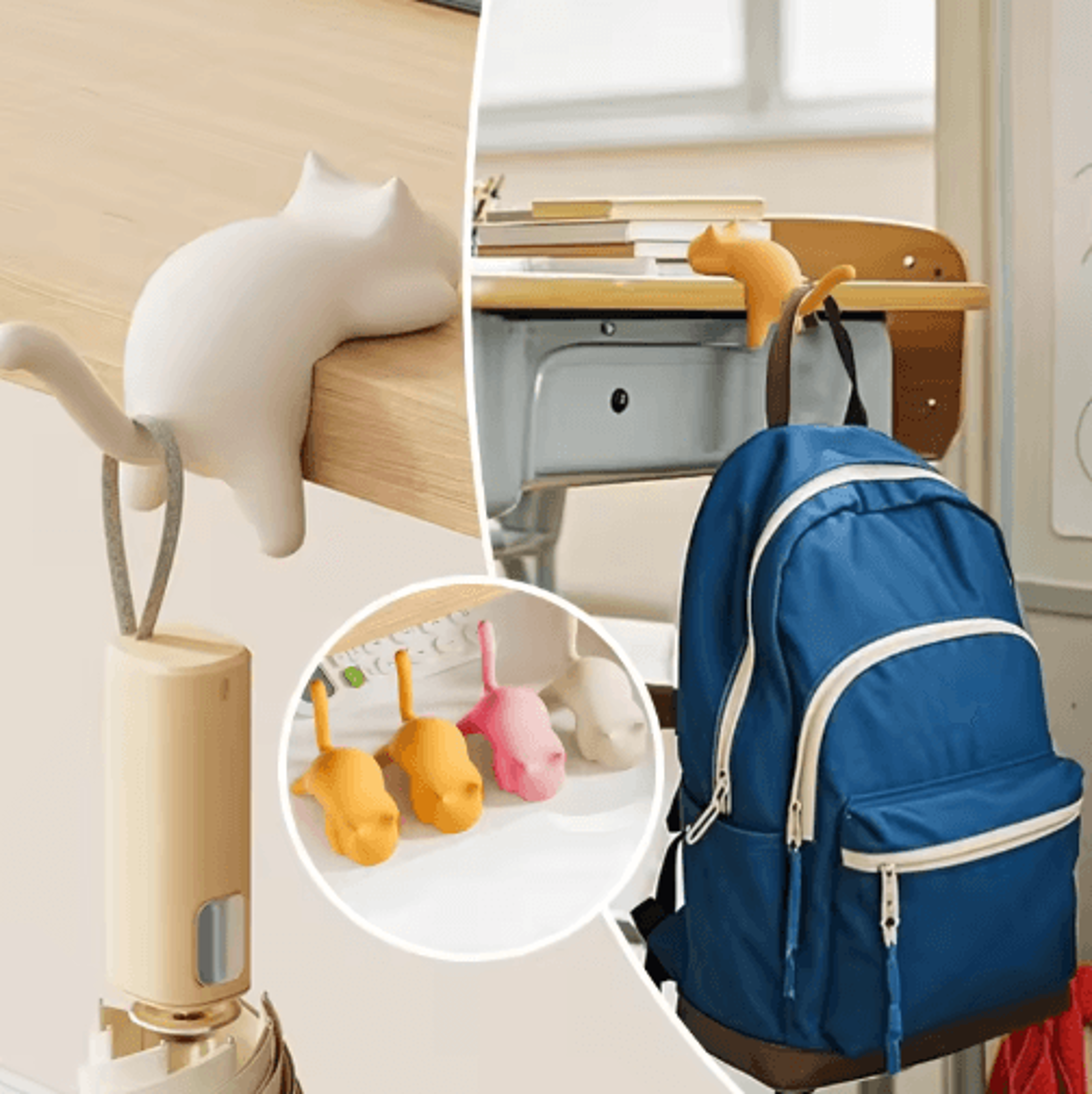 Cute Cat Table Keychain Hook Desktop Key Organizer 0