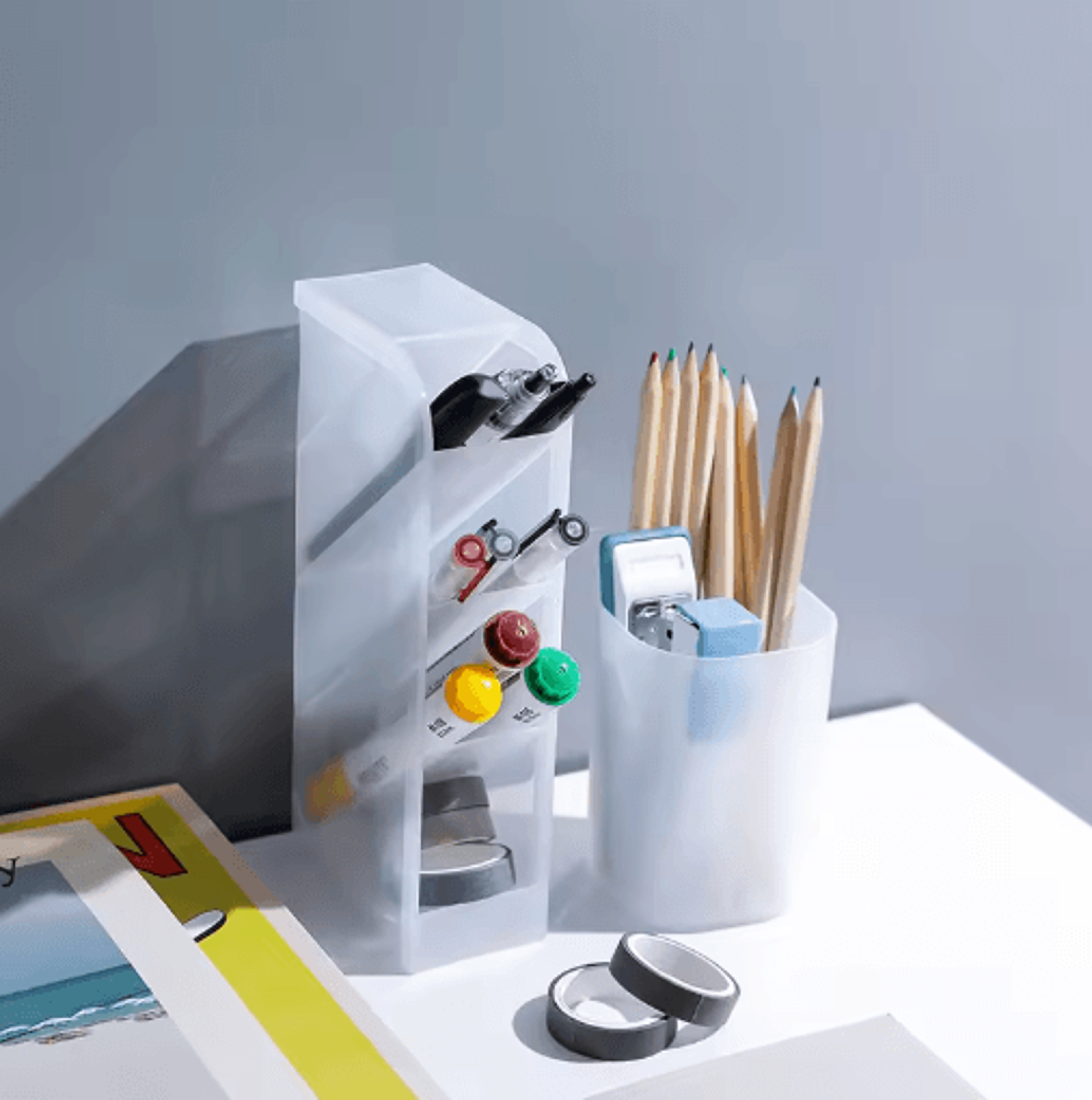 Matte Kawaii Large Capacity Desk Pen Holder Organizer 7