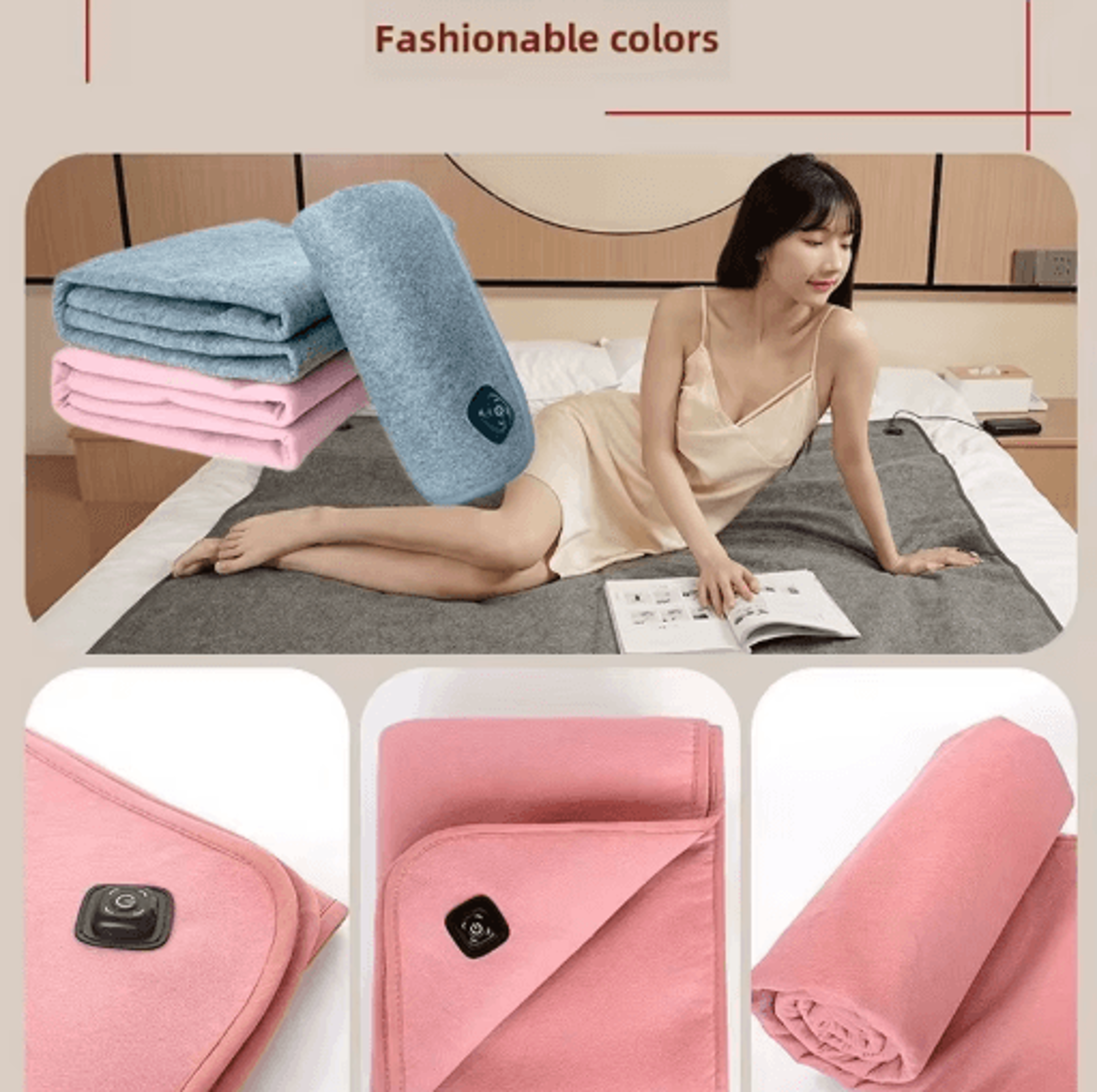 6 Area 10W USB Heated Mattress Pad Plush Electric Blanket 4