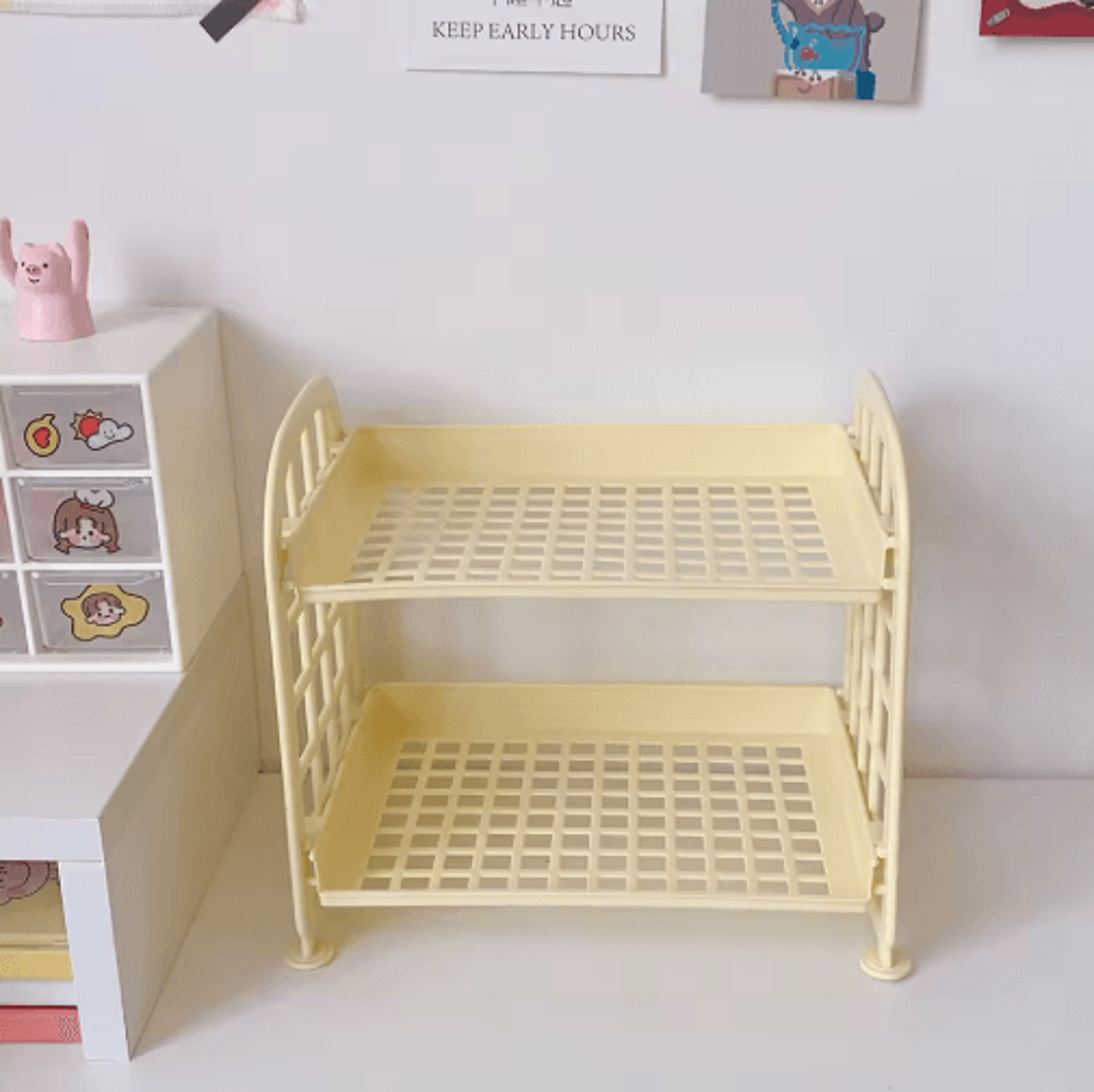 Detachable Folding Double Layer Desktop Storage Rack For Office And Under Desk Use 2