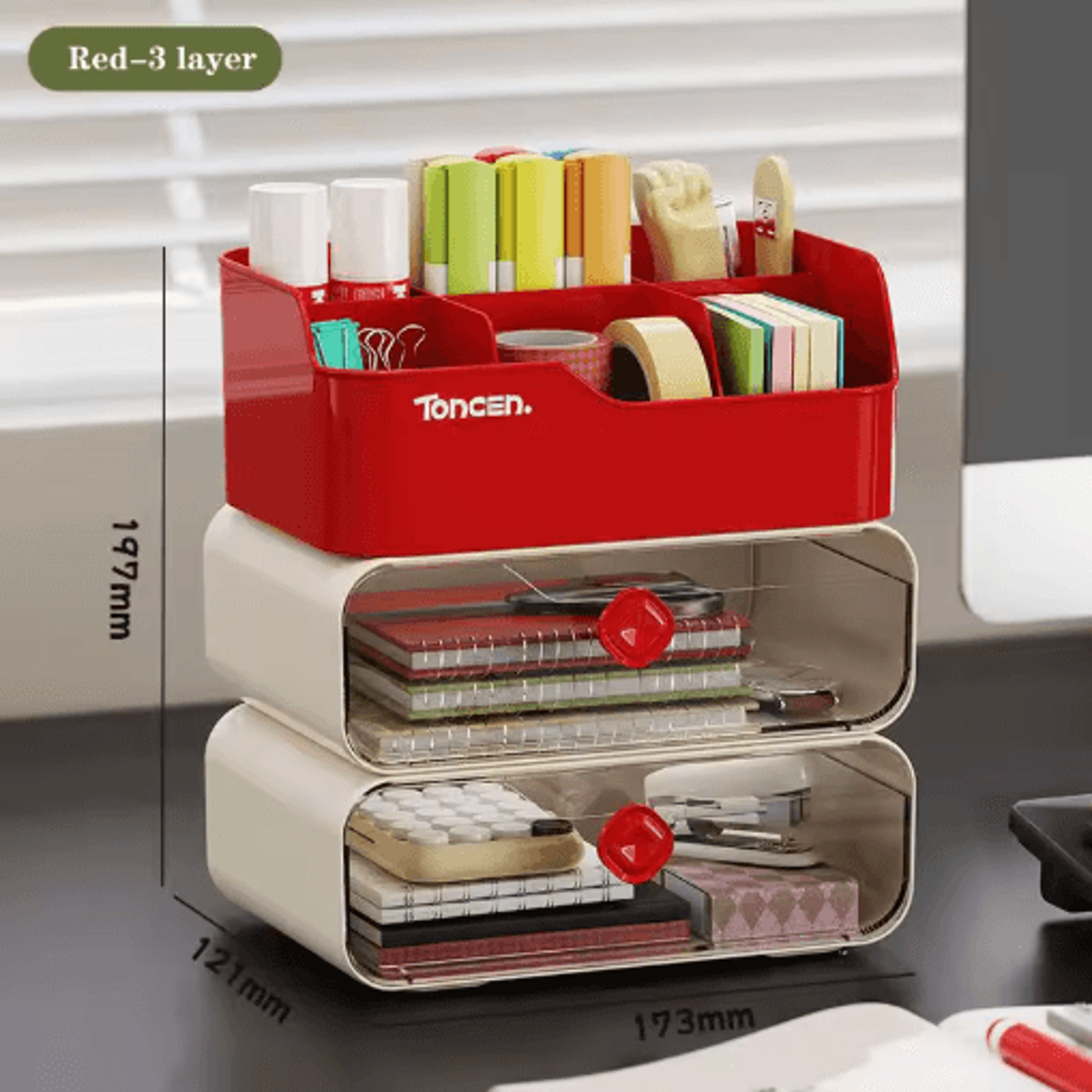 3 Layer Desk Organizer With Drawers For Office And School Supplies 3