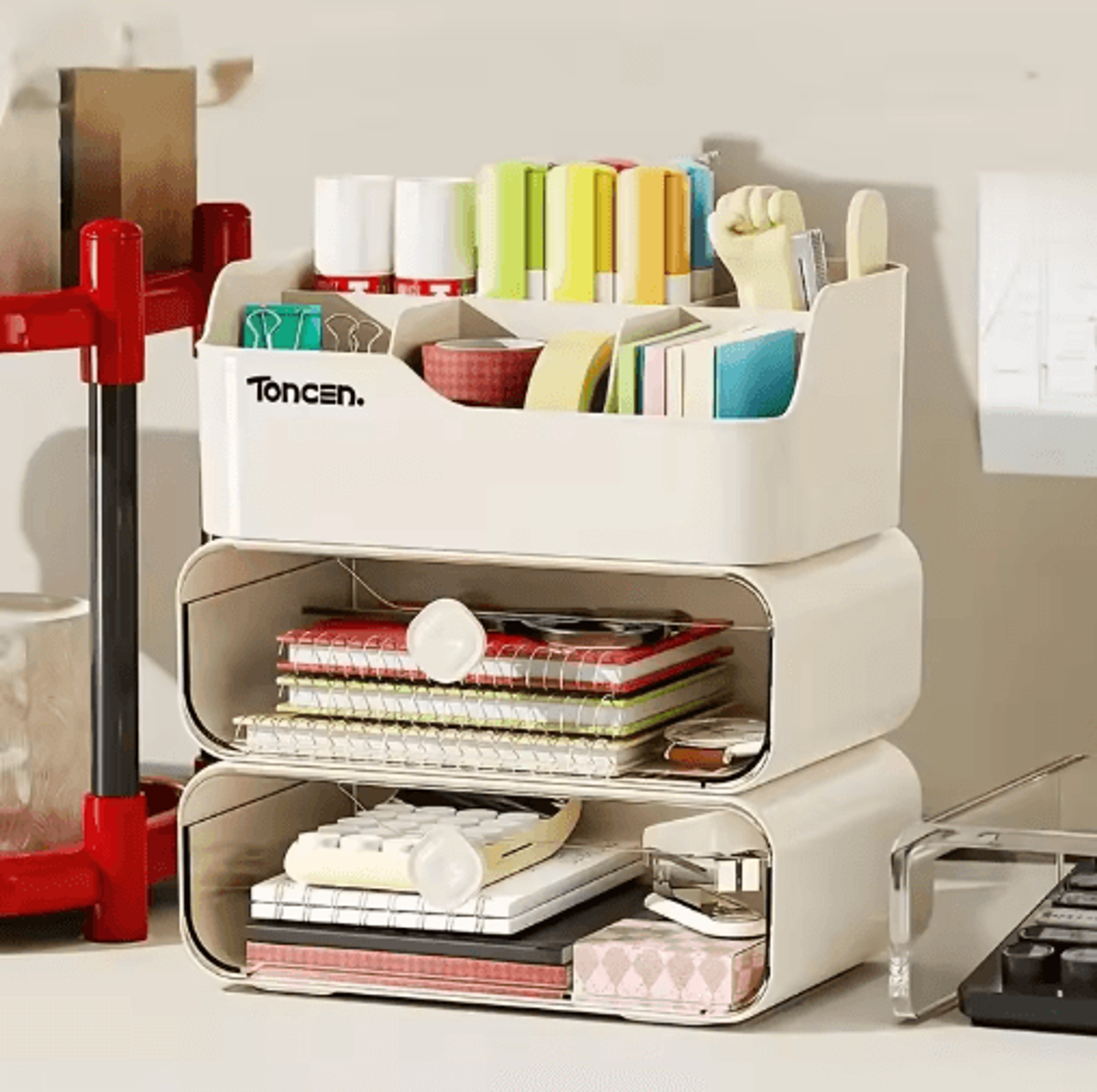 3 Layer Desk Organizer With Drawers For Office And School Supplies 7